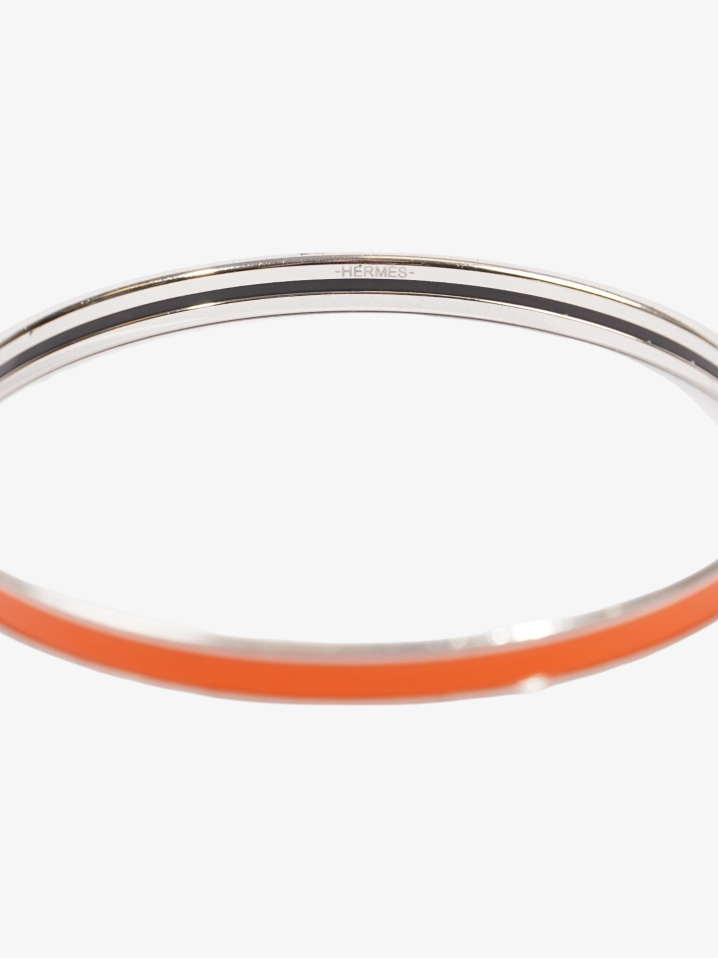 Hermes Uni Bangle Orange Fruite / Silver Enamel 65 (Small)