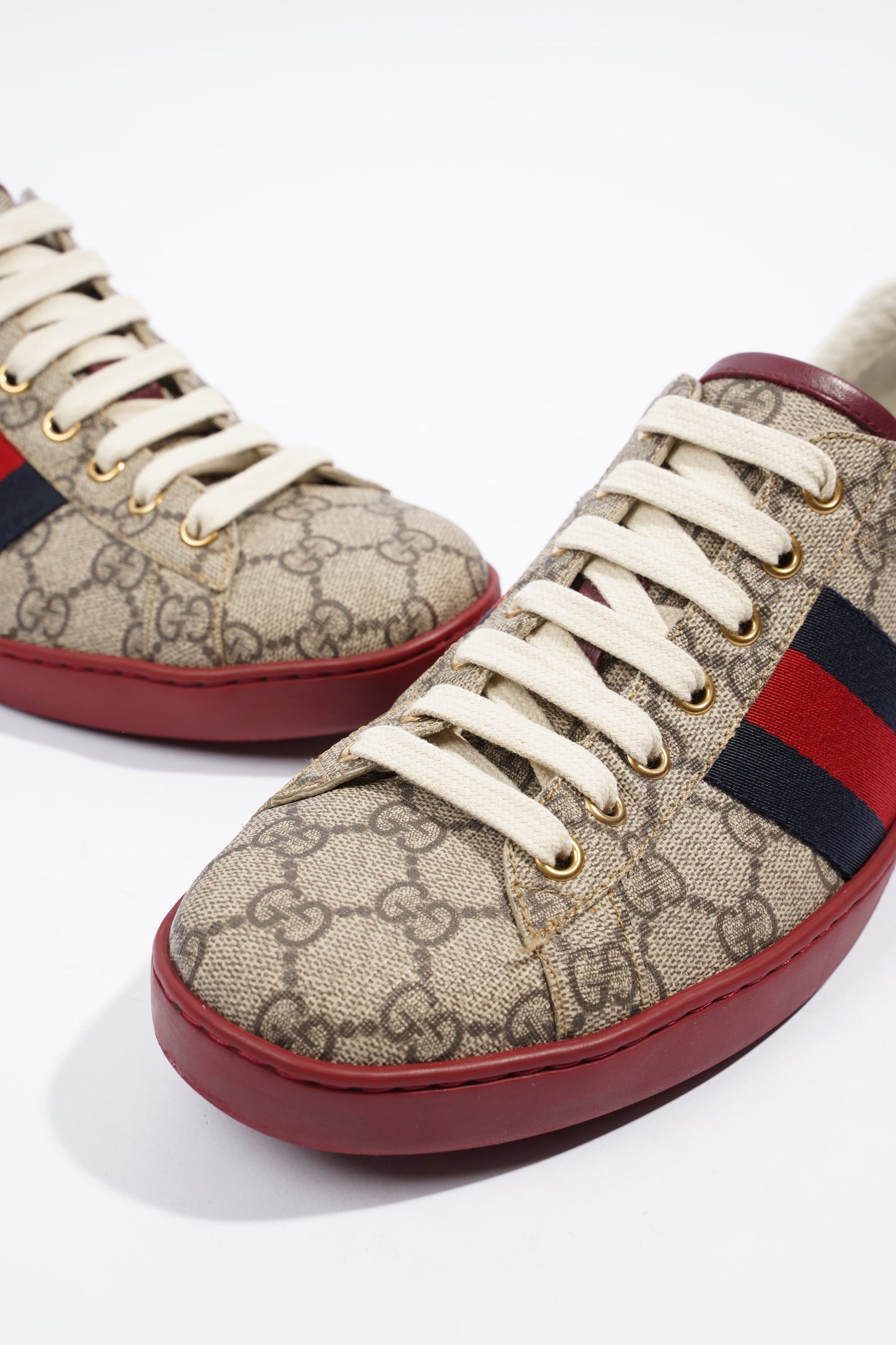 Gucci GG Ace Supreme Beige / Red Canvas EU 42 UK 8