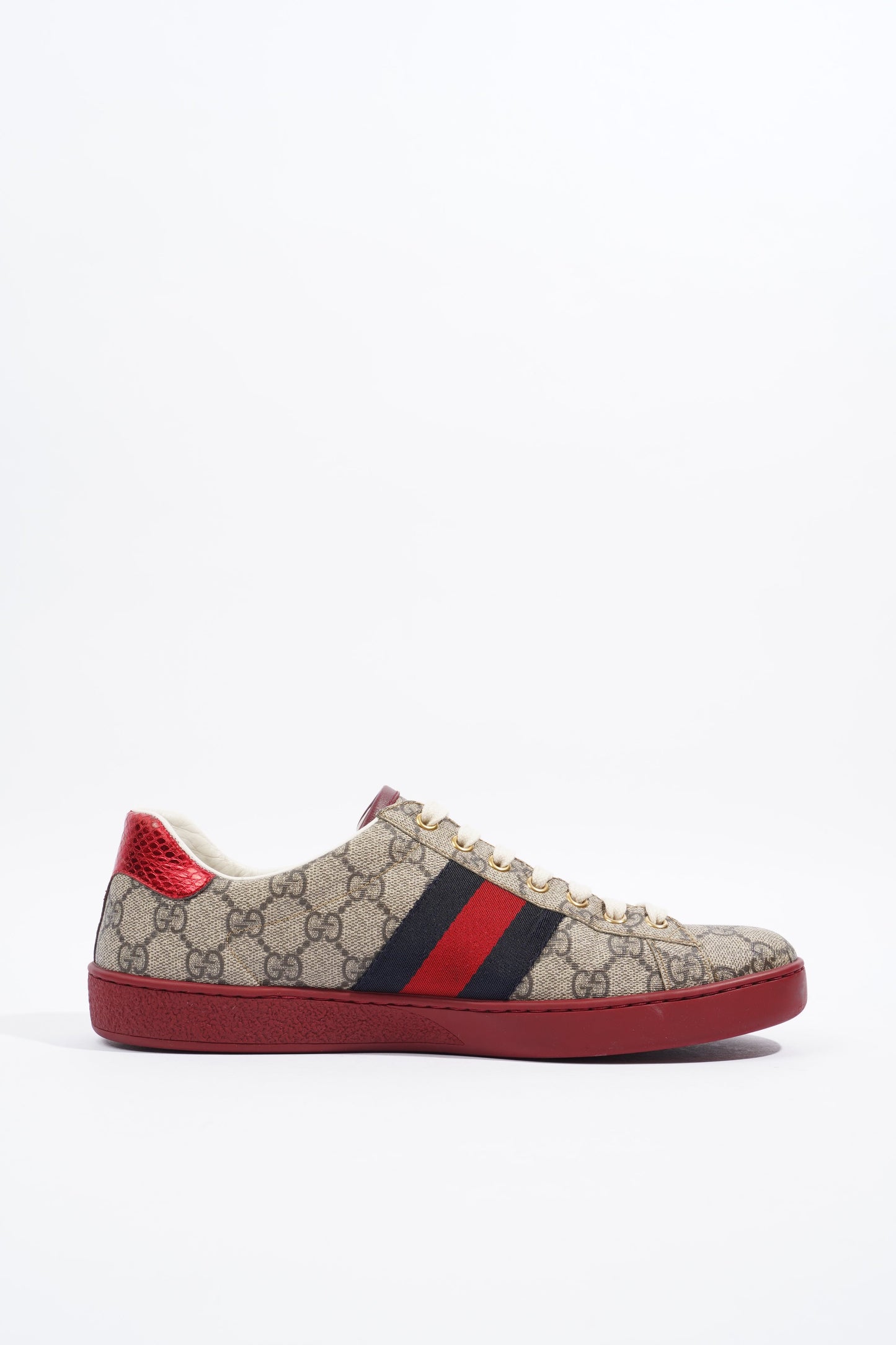 Gucci GG Ace Supreme Beige / Red Canvas EU 42 UK 8