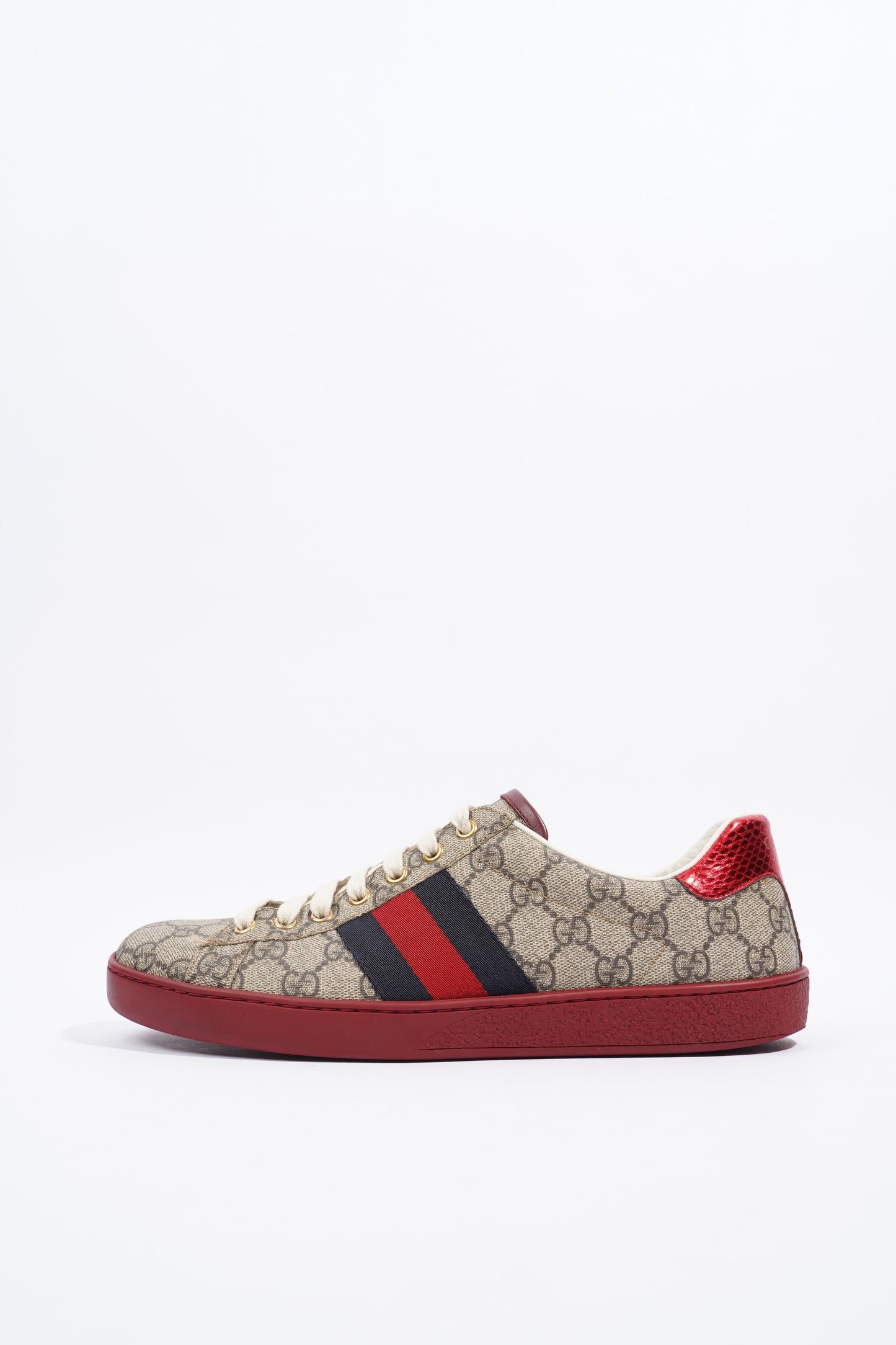 Gucci GG Ace Supreme Beige / Red Canvas EU 42 UK 8