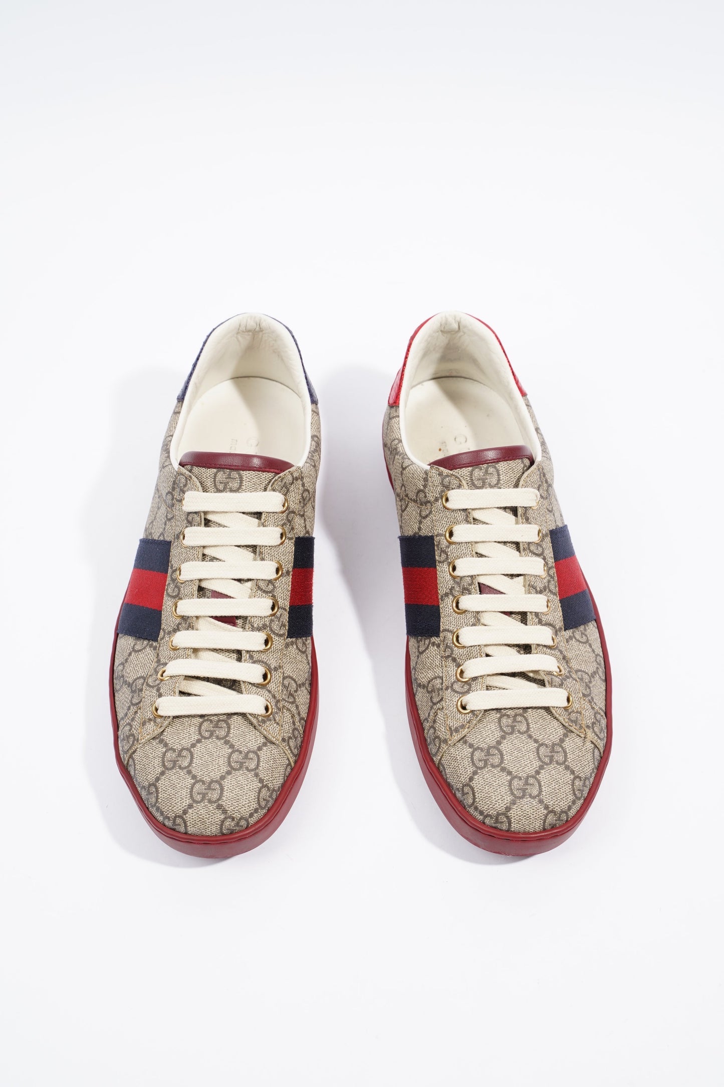 Gucci GG Ace Supreme Beige / Red Canvas EU 42 UK 8
