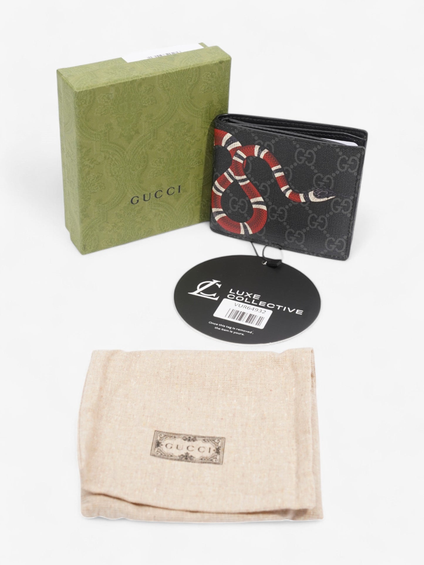 Gucci Kingsnake Print Bifold Wallet Black / Snake Canvas