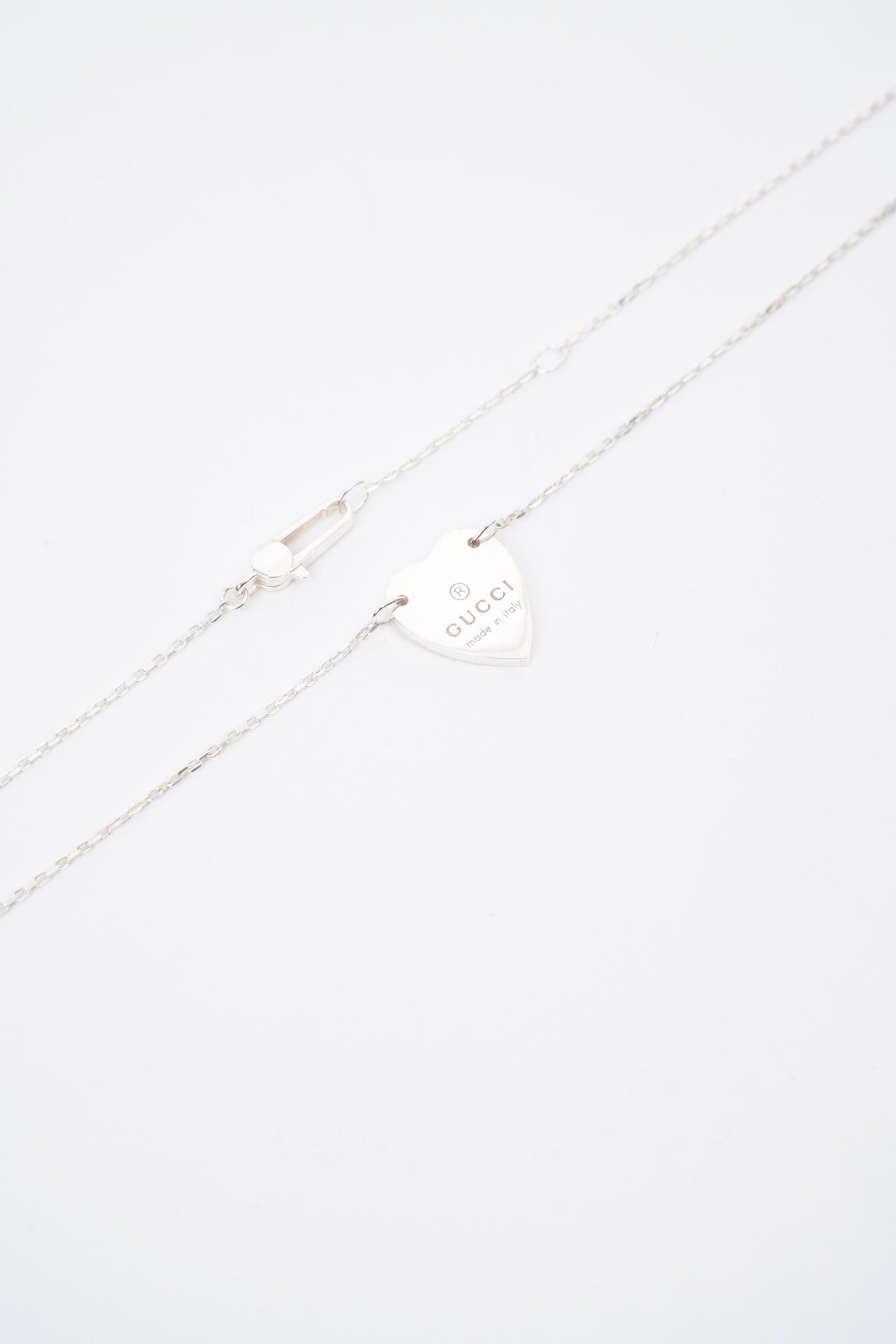 Gucci Trademark Necklace With Heart Pendant Silver Silver Sterling