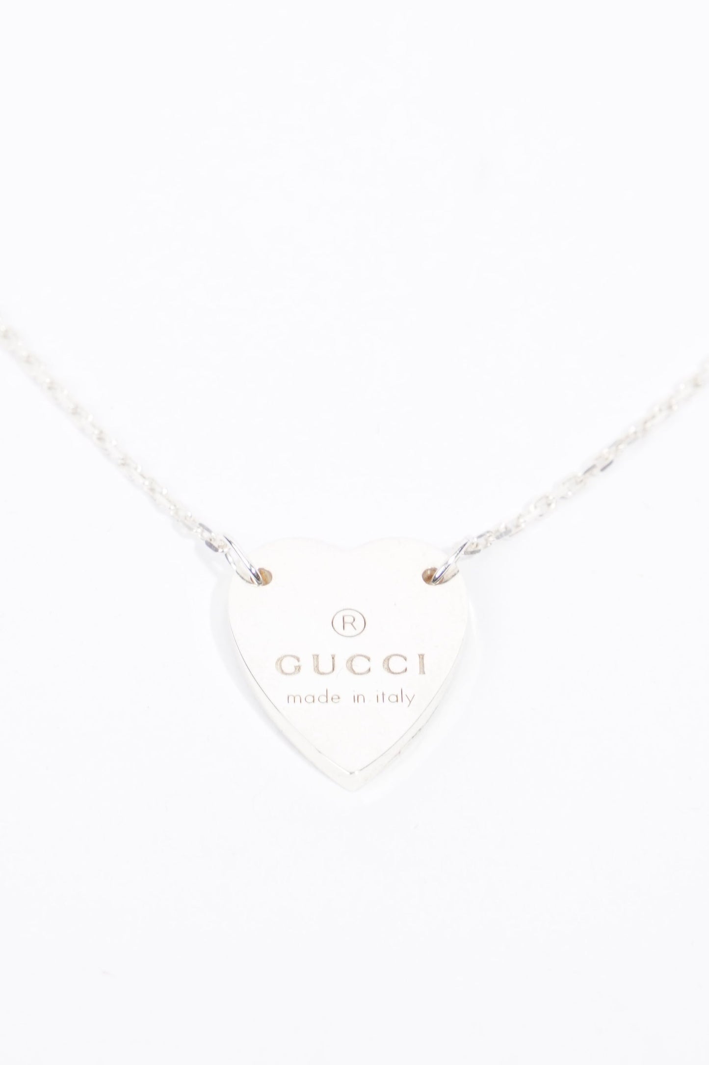 Gucci Trademark Necklace With Heart Pendant Silver Silver Sterling