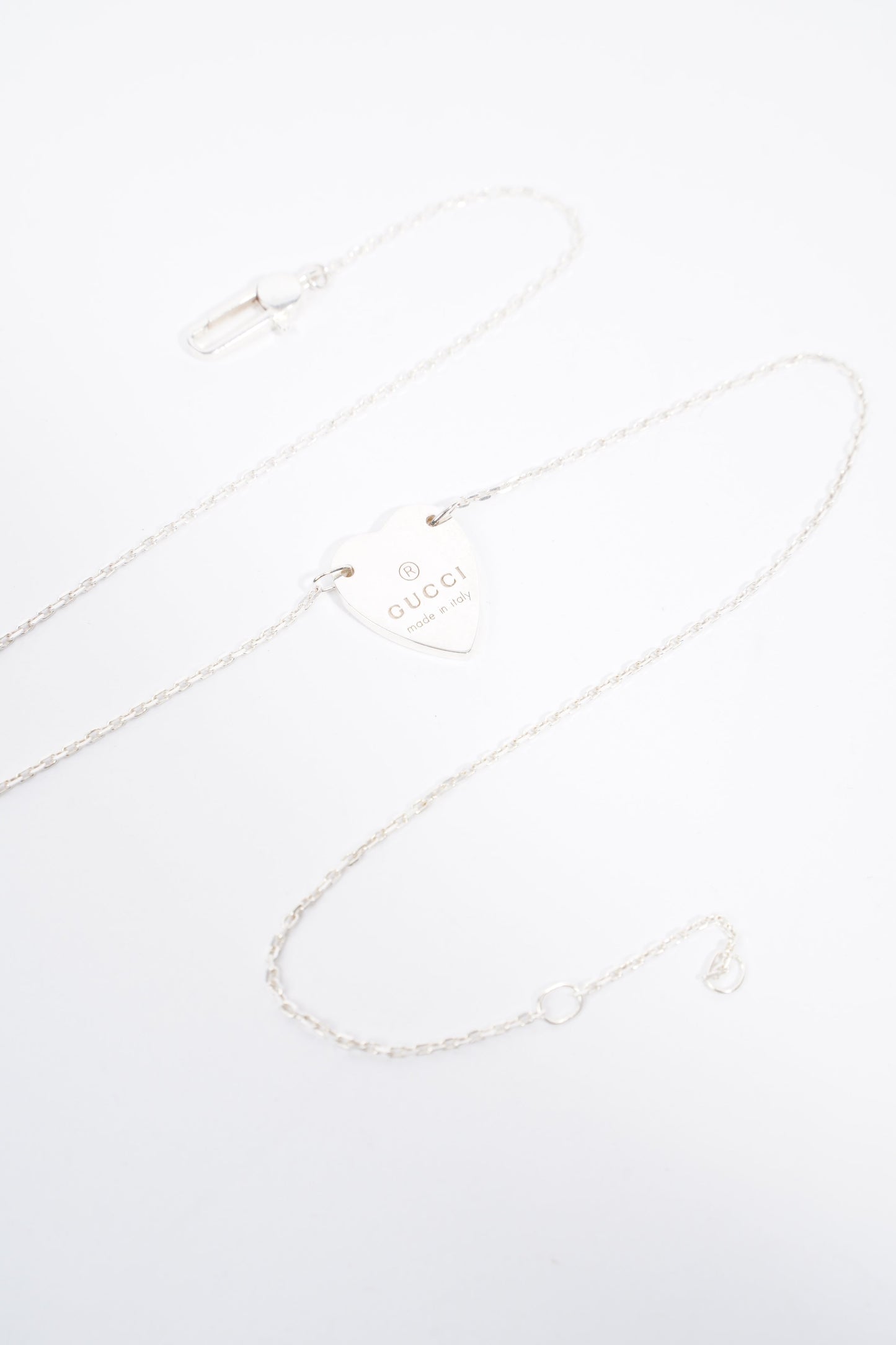 Gucci Trademark Necklace With Heart Pendant Silver Silver Sterling