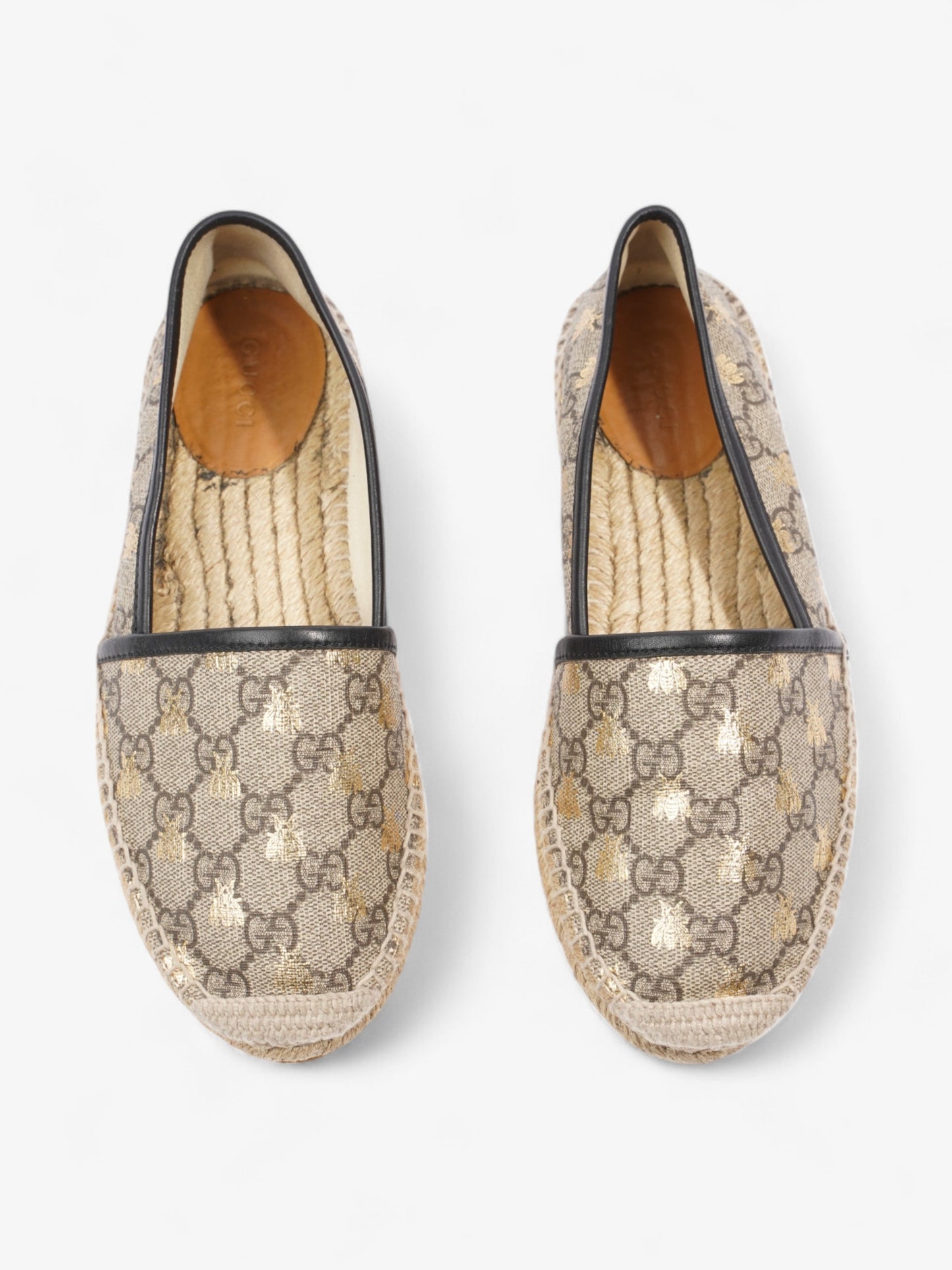 Gucci GG Bee Espadrille GG Supreme / Gold Canvas EU 36.5 UK 3.5