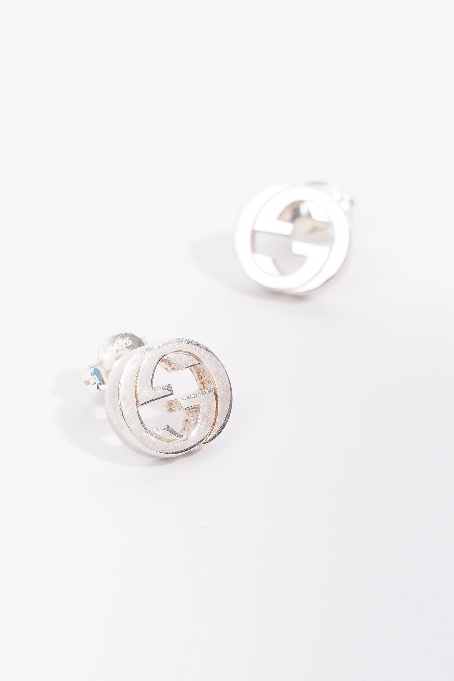 Gucci Interlocking G Earrings Silver Silver Sterling