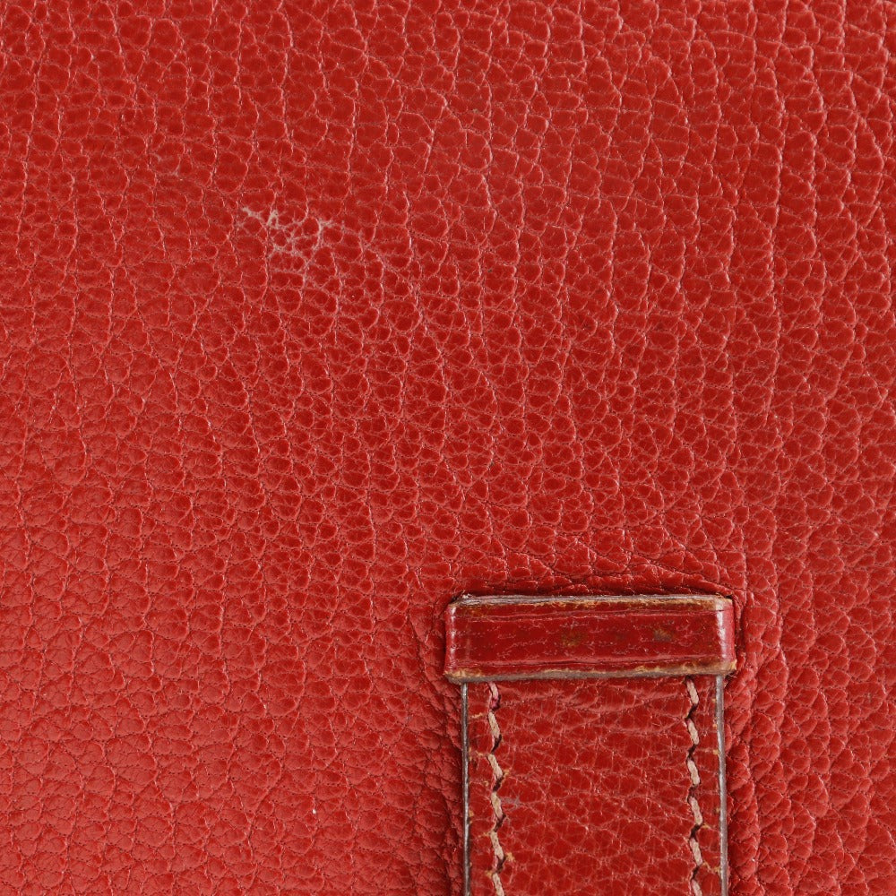 HERMES Bifold Wallet leather Red Beansufla Women Used