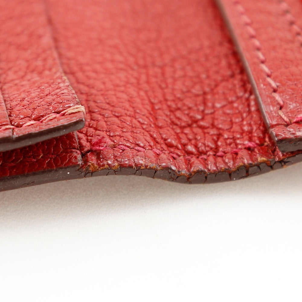 HERMES Bifold Wallet leather Red Beansufla Women Used