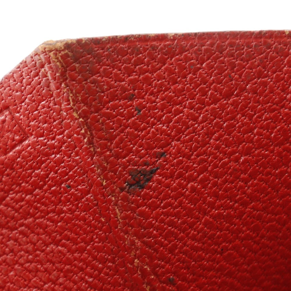 HERMES Bifold Wallet leather Red Beansufla Women Used