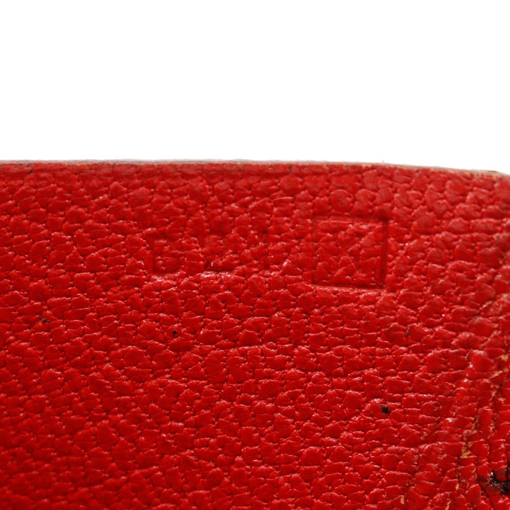 HERMES Bifold Wallet leather Red Beansufla Women Used