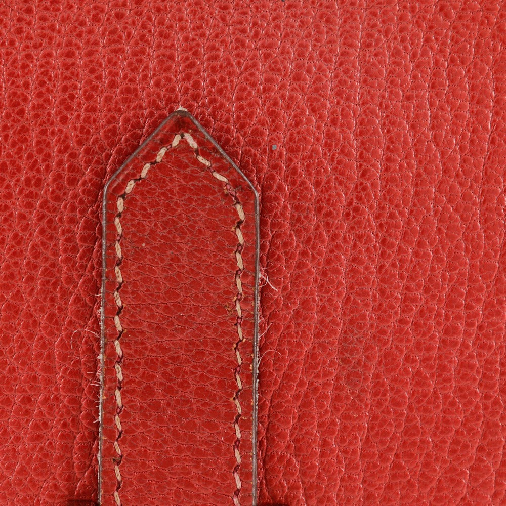 HERMES Bifold Wallet leather Red Beansufla Women Used
