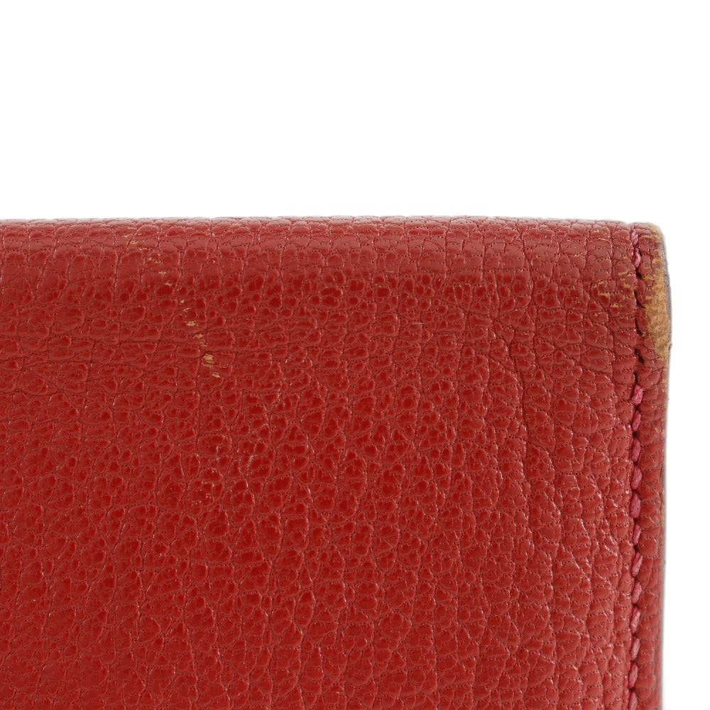HERMES Bifold Wallet leather Red Beansufla Women Used