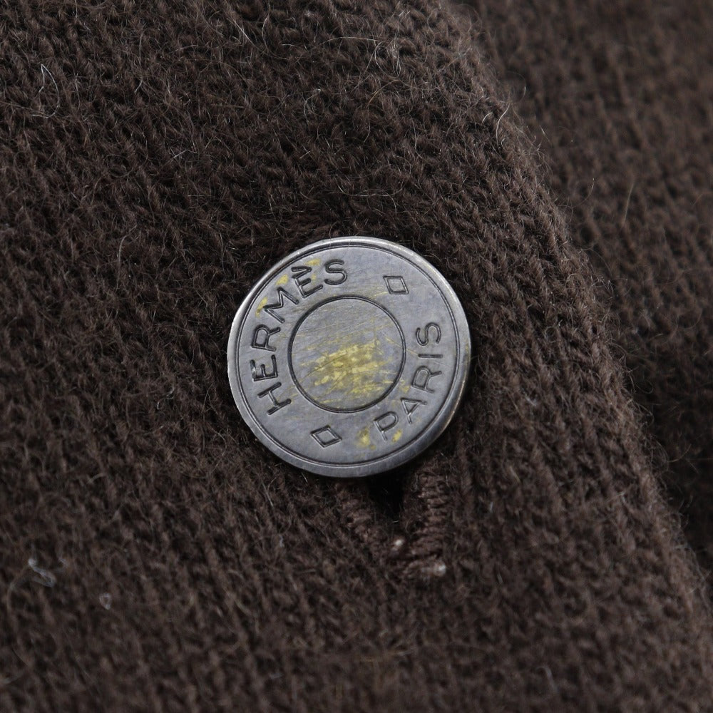 HERMES cardigan cashmere Brown Serie button Women Free size Used