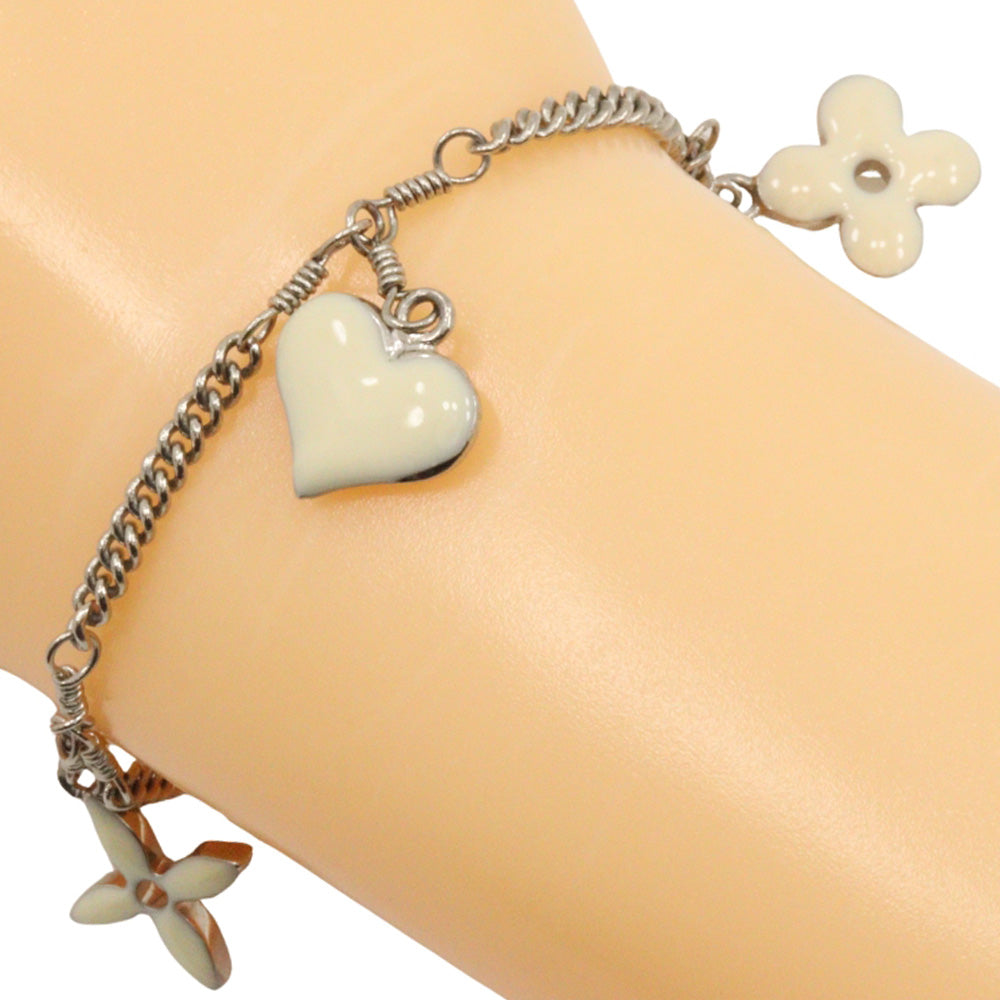 LOUIS VUITTON bracelet M65476 metallic Silver / white Bracelet Sweet Monogram