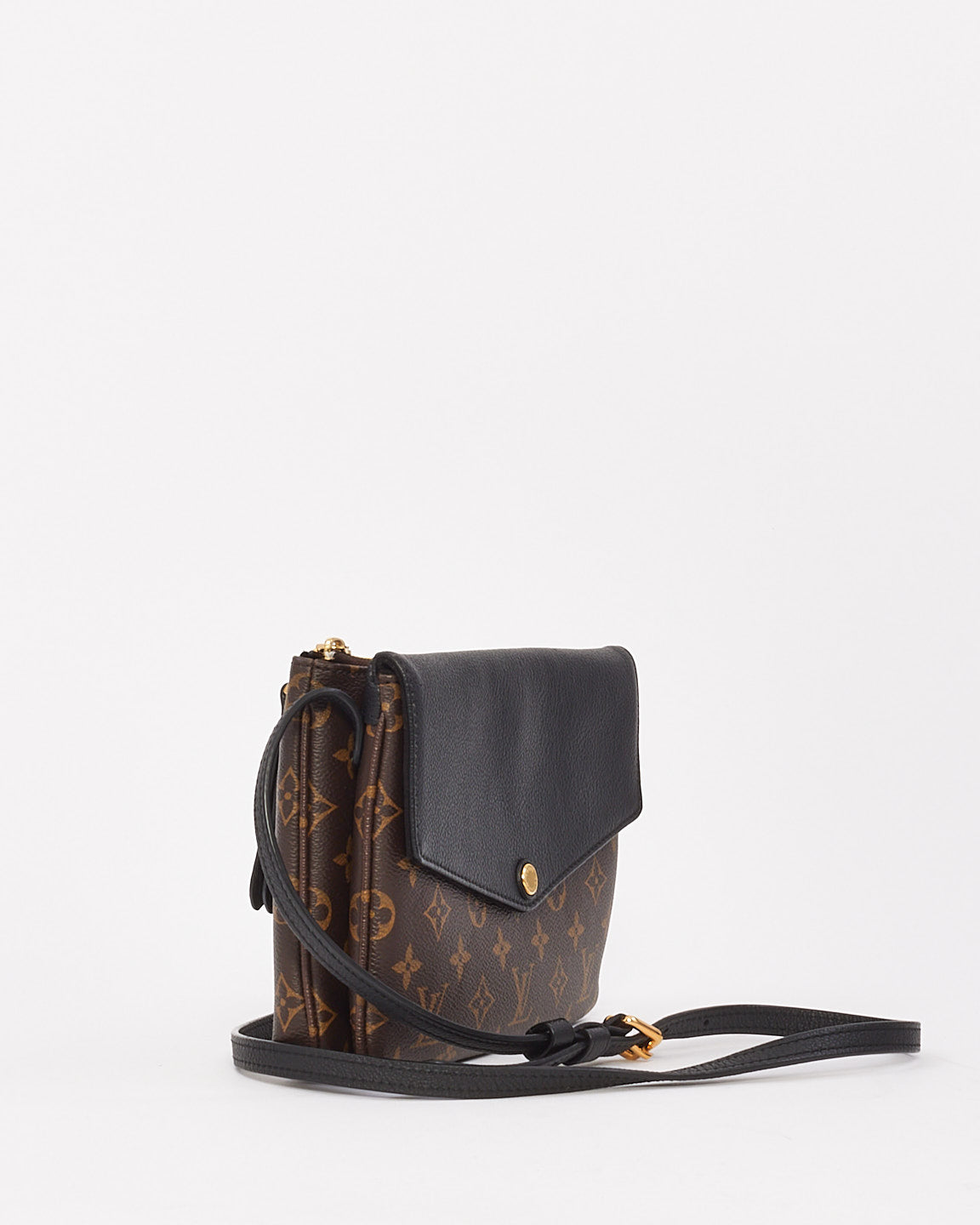 Louis Vuitton Black & Monogram Canvas Twice Crossbody Bag