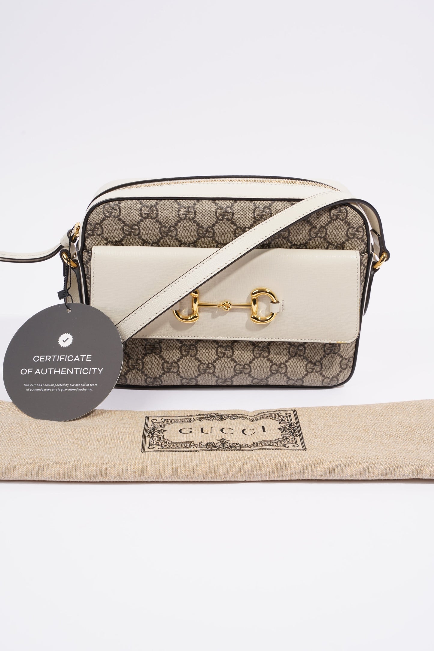 Gucci Horsebit 1955 Small Shoulder Bag Supreme / White Coated Canvas