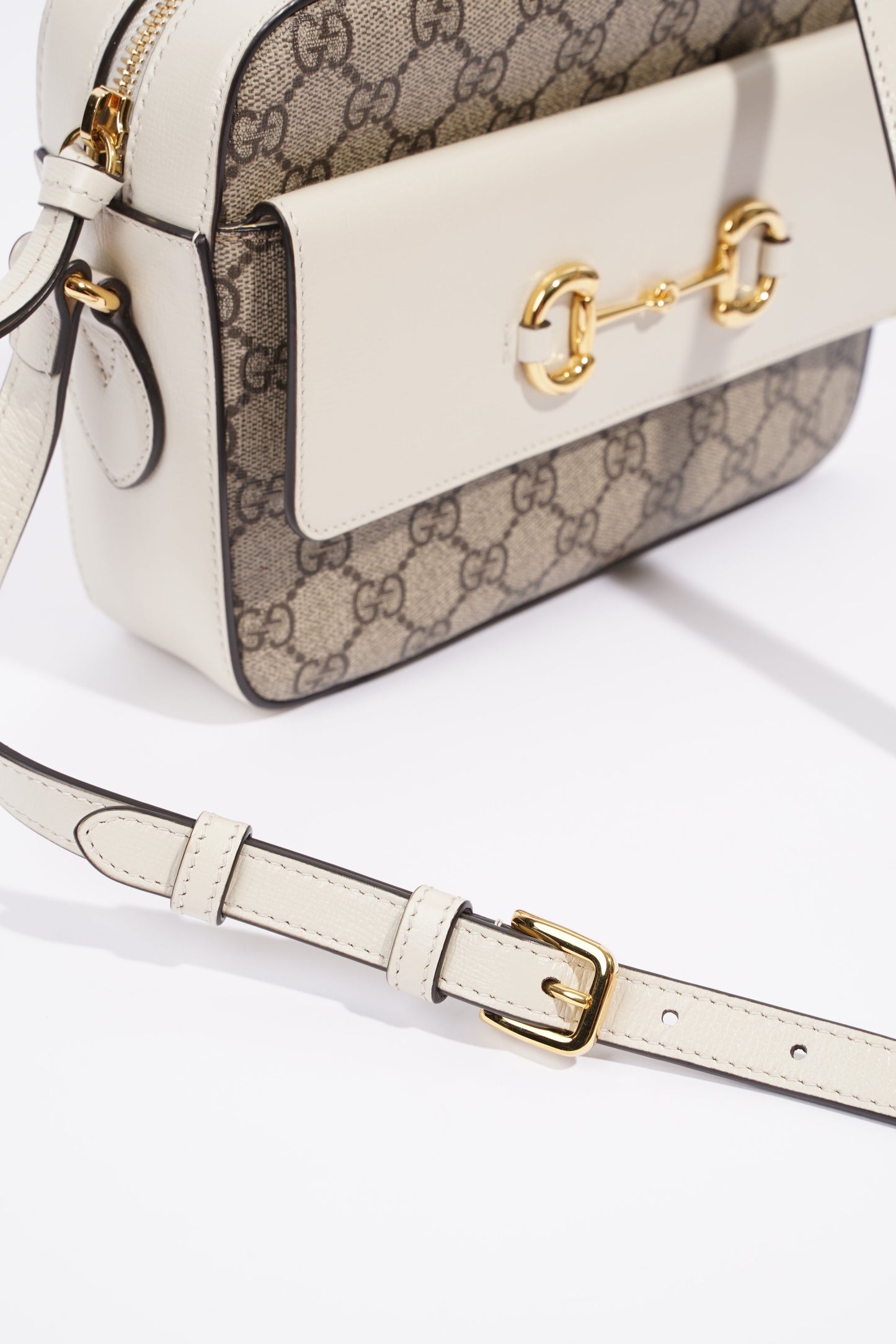 Gucci Horsebit 1955 Small Shoulder Bag Supreme / White Coated Canvas