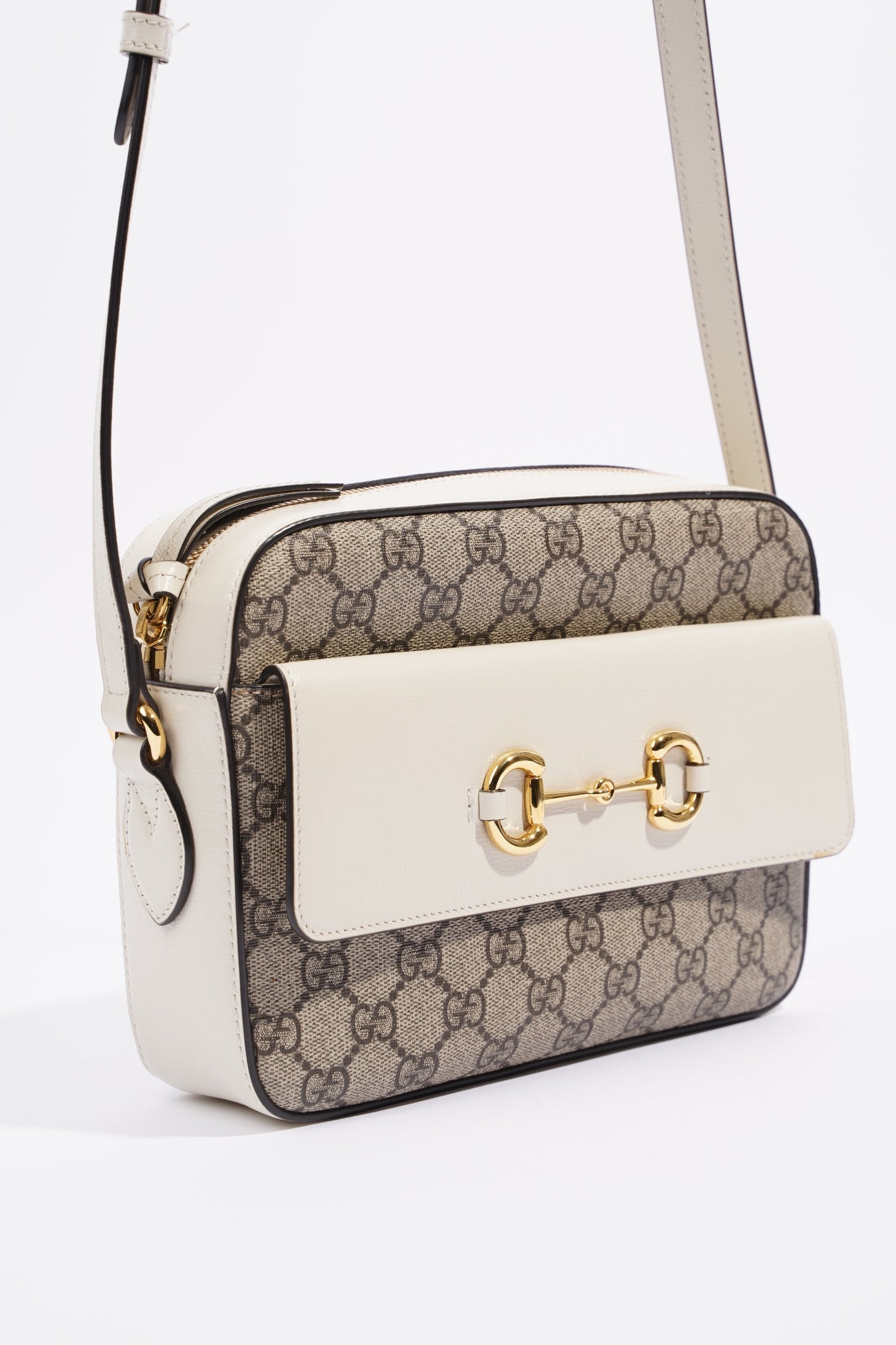 Gucci Horsebit 1955 Small Shoulder Bag Supreme / White Coated Canvas