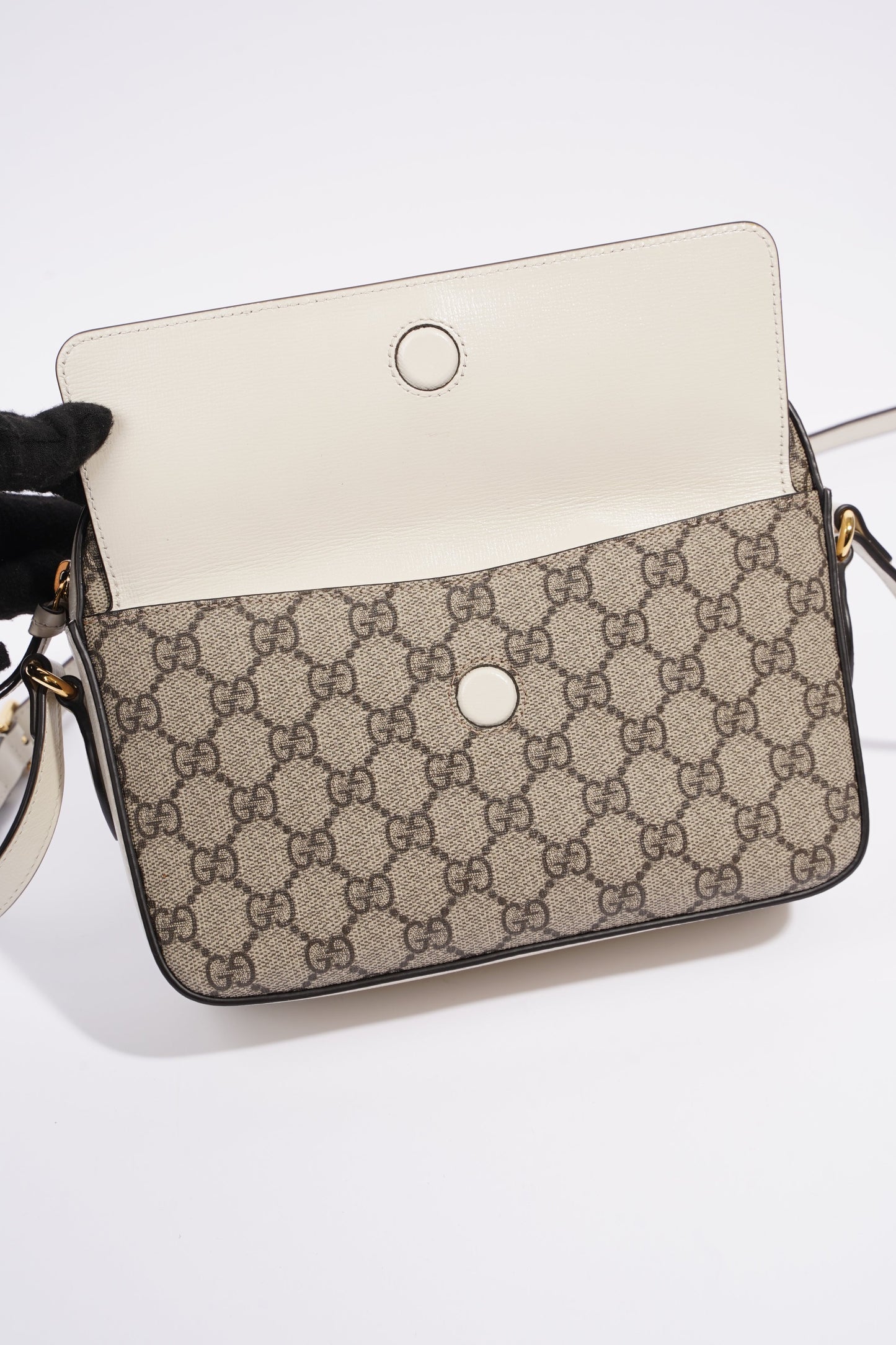 Gucci Horsebit 1955 Small Shoulder Bag Supreme / White Coated Canvas