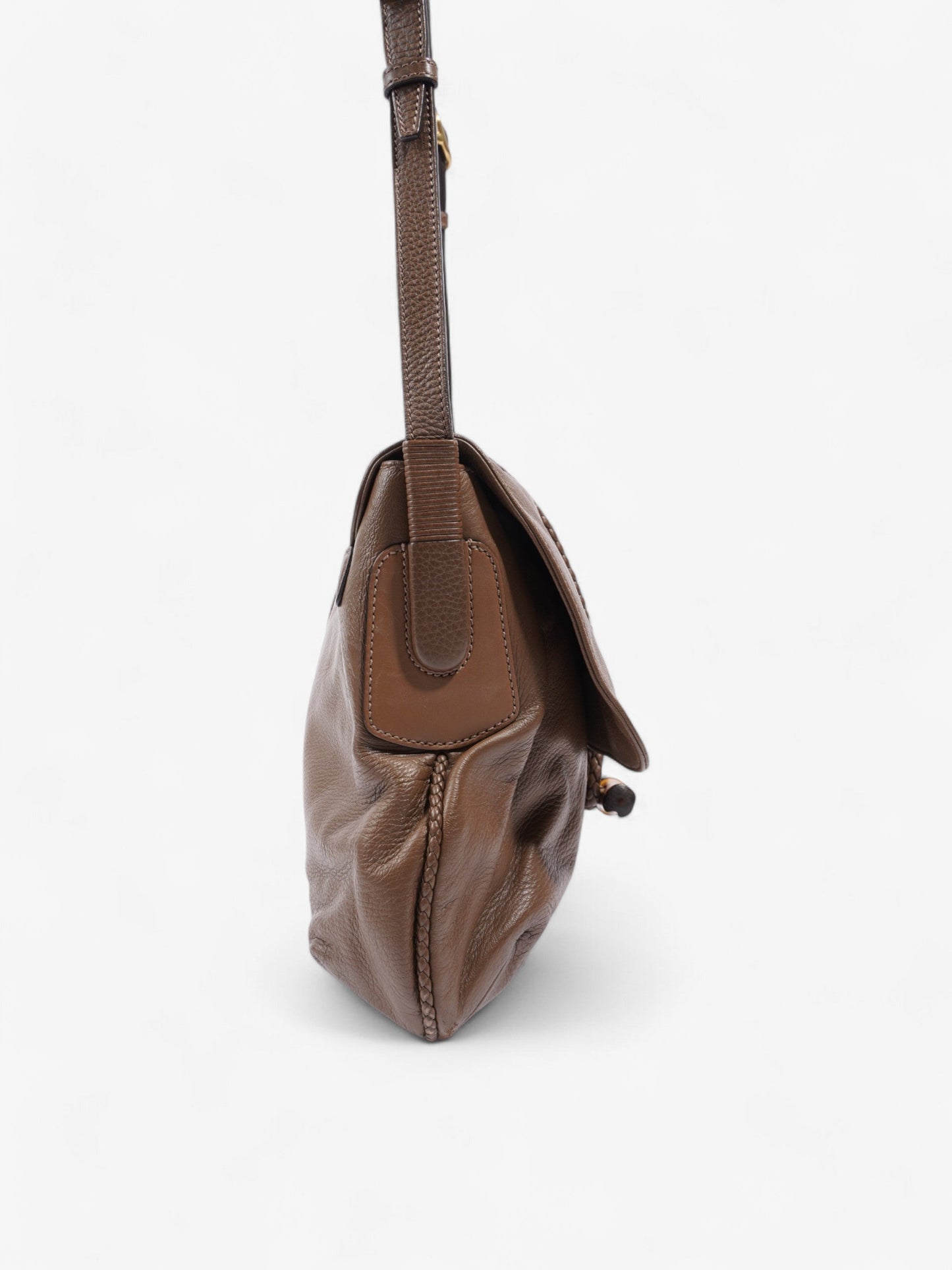 Gucci Bamboo Flap Brown Leather
