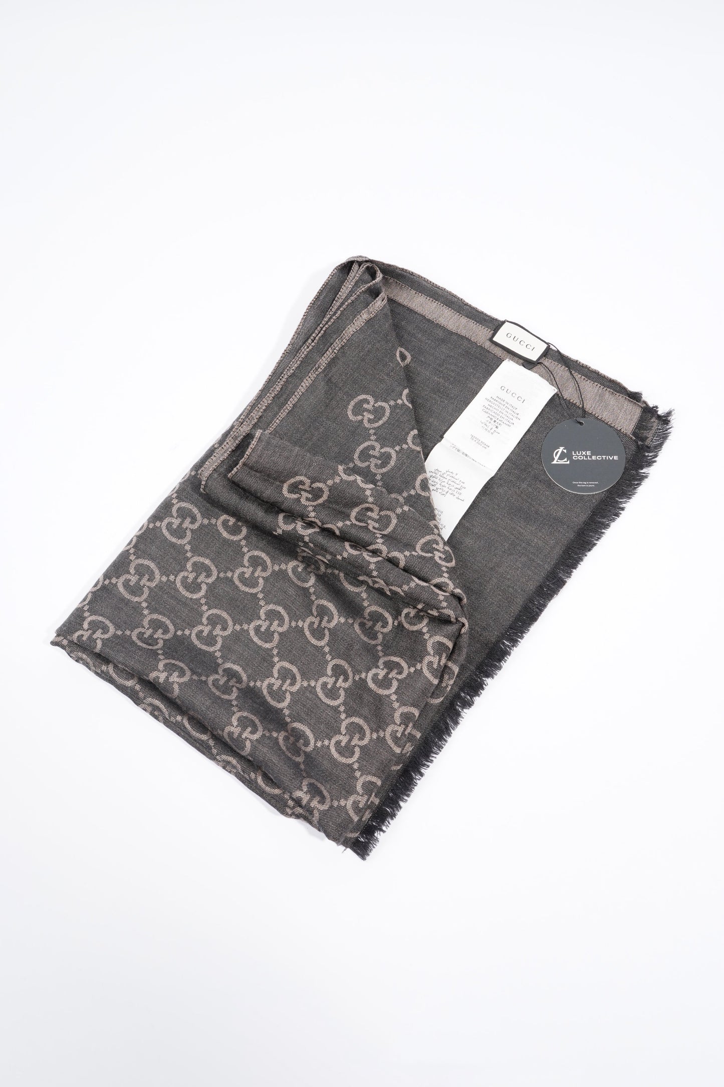 Gucci GG Supreme Scarf Grey Wool