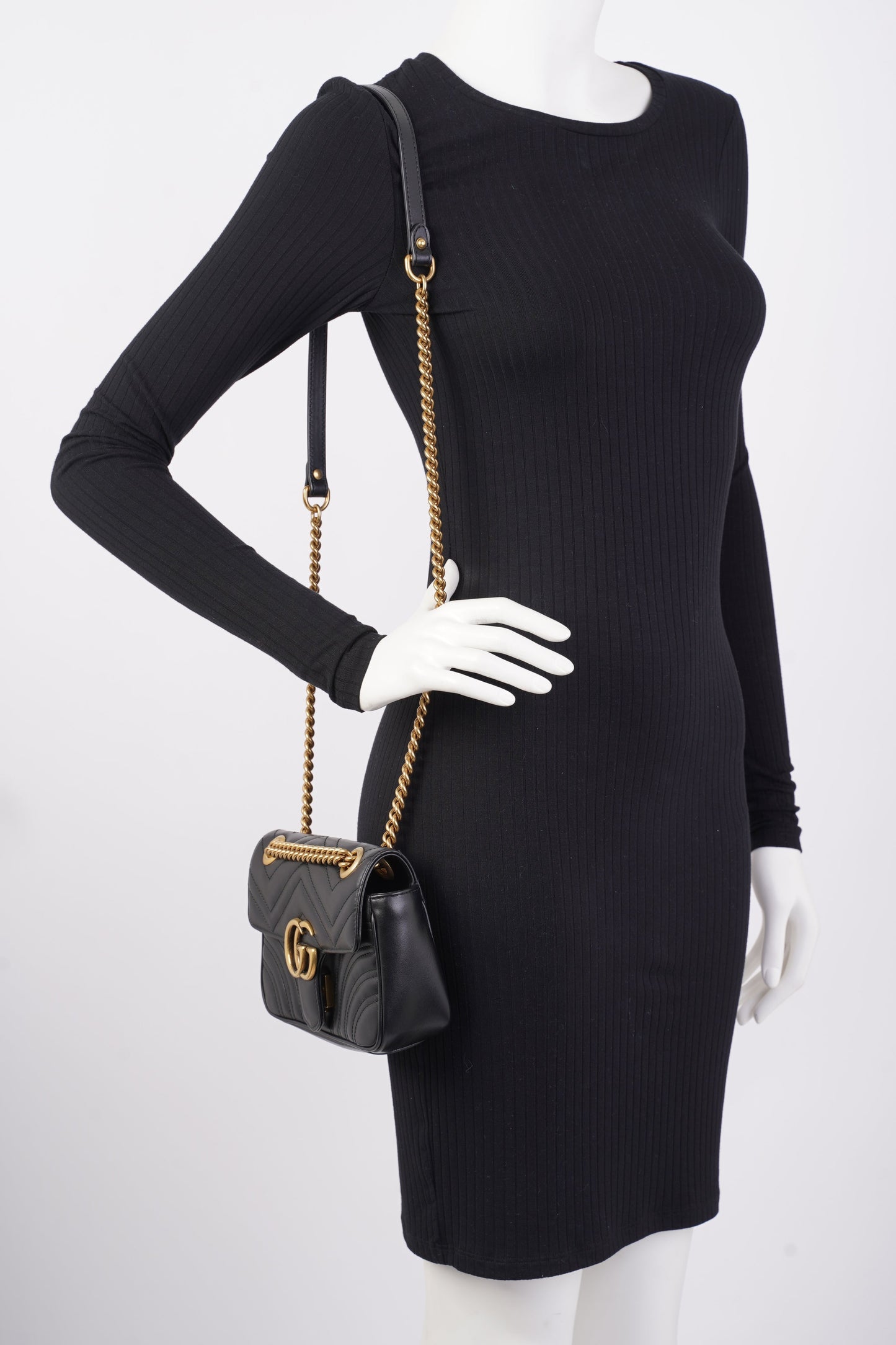 Gucci Marmont Flap Black Matelasse Leather Mini