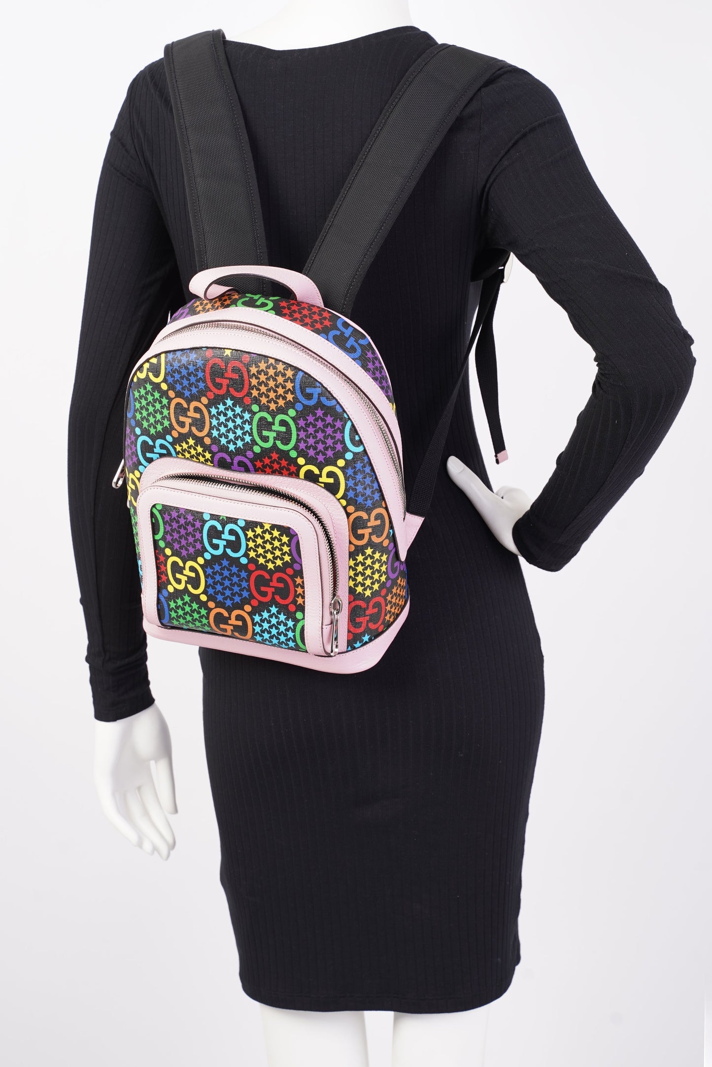 Gucci GG Supreme Psychedelic Backpack Black / Pink / Blue Small