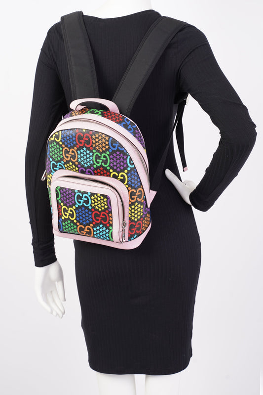 Gucci GG Supreme Psychedelic Backpack Black / Pink / Blue Small