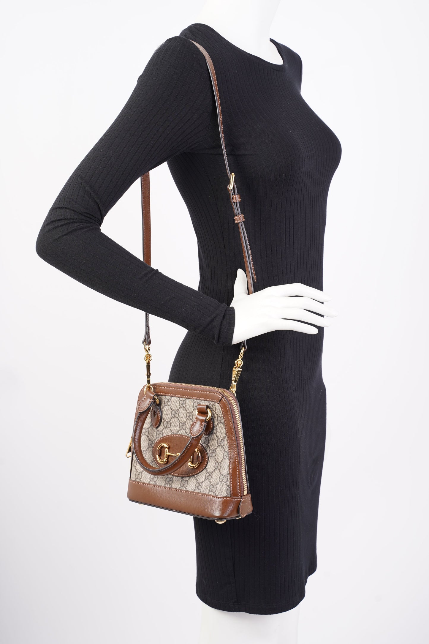 Gucci Horsebit 1955 Mini Top Handle Supreme / Brown Coated Canvas