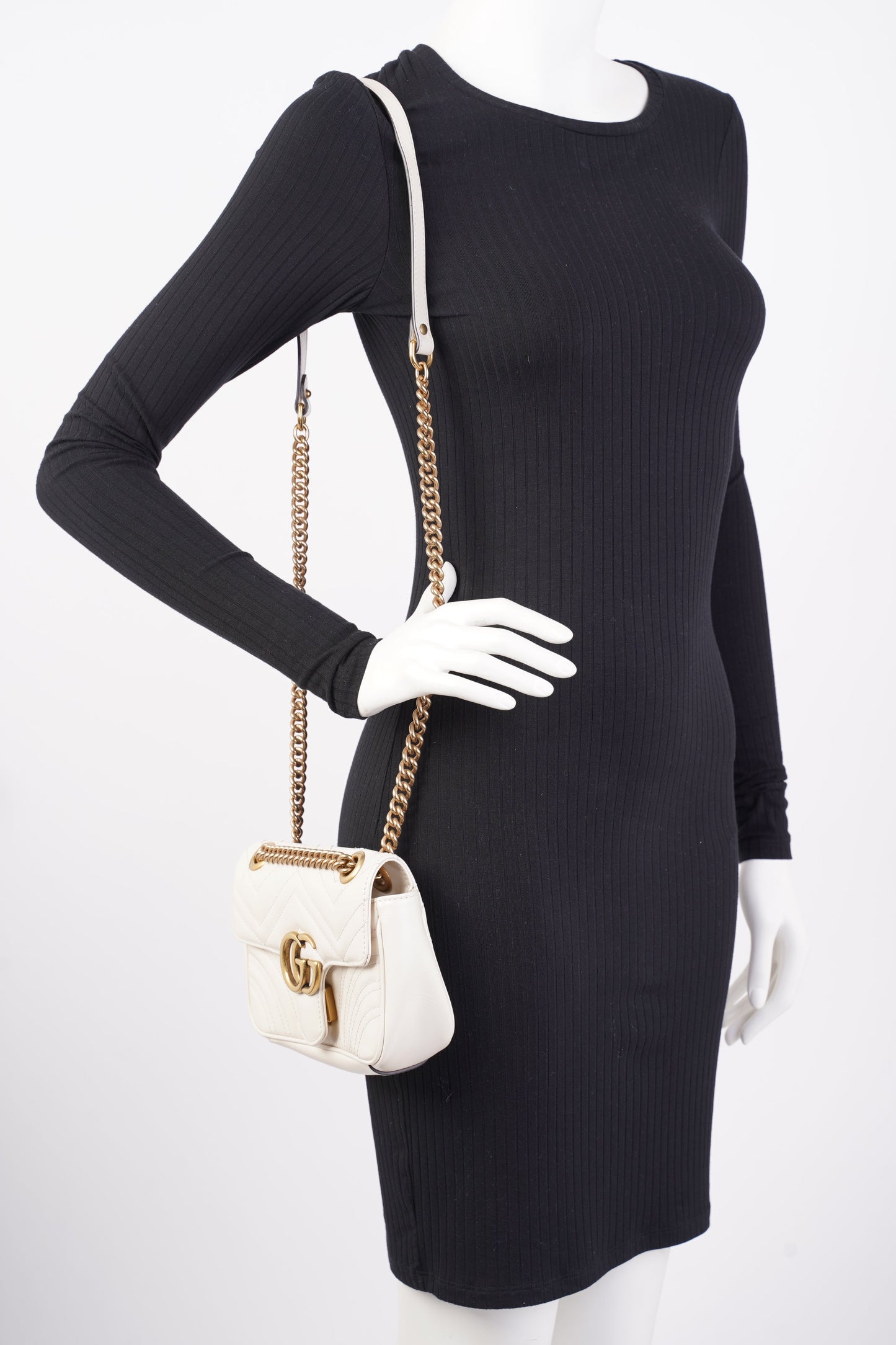 Gucci Marmont Flap White Matelasse Leather Mini