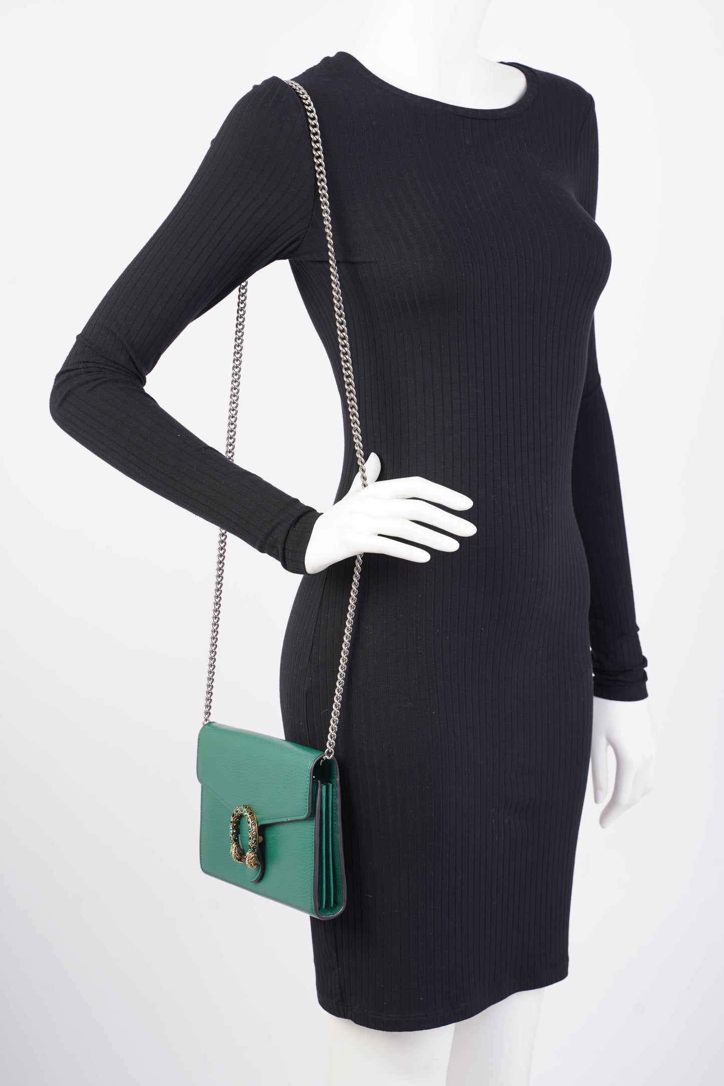 Gucci Dionysus Chain Wallet Green Leather