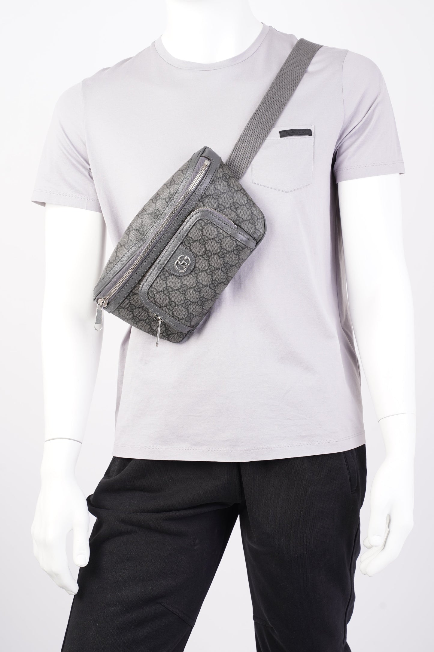 Gucci Ophidia Belt Bag Grey Supreme Coated Canvas