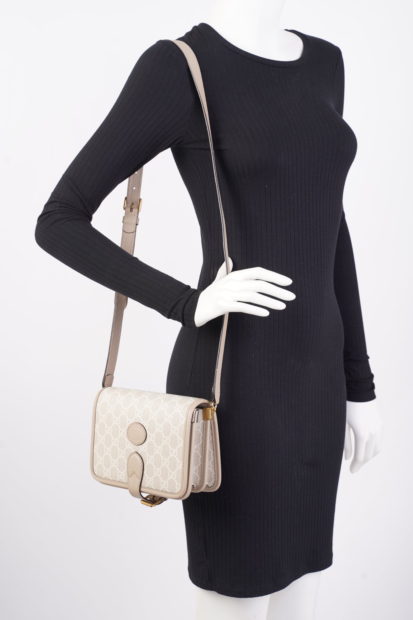 Gucci Mini Crossbody Beige Coated Canvas