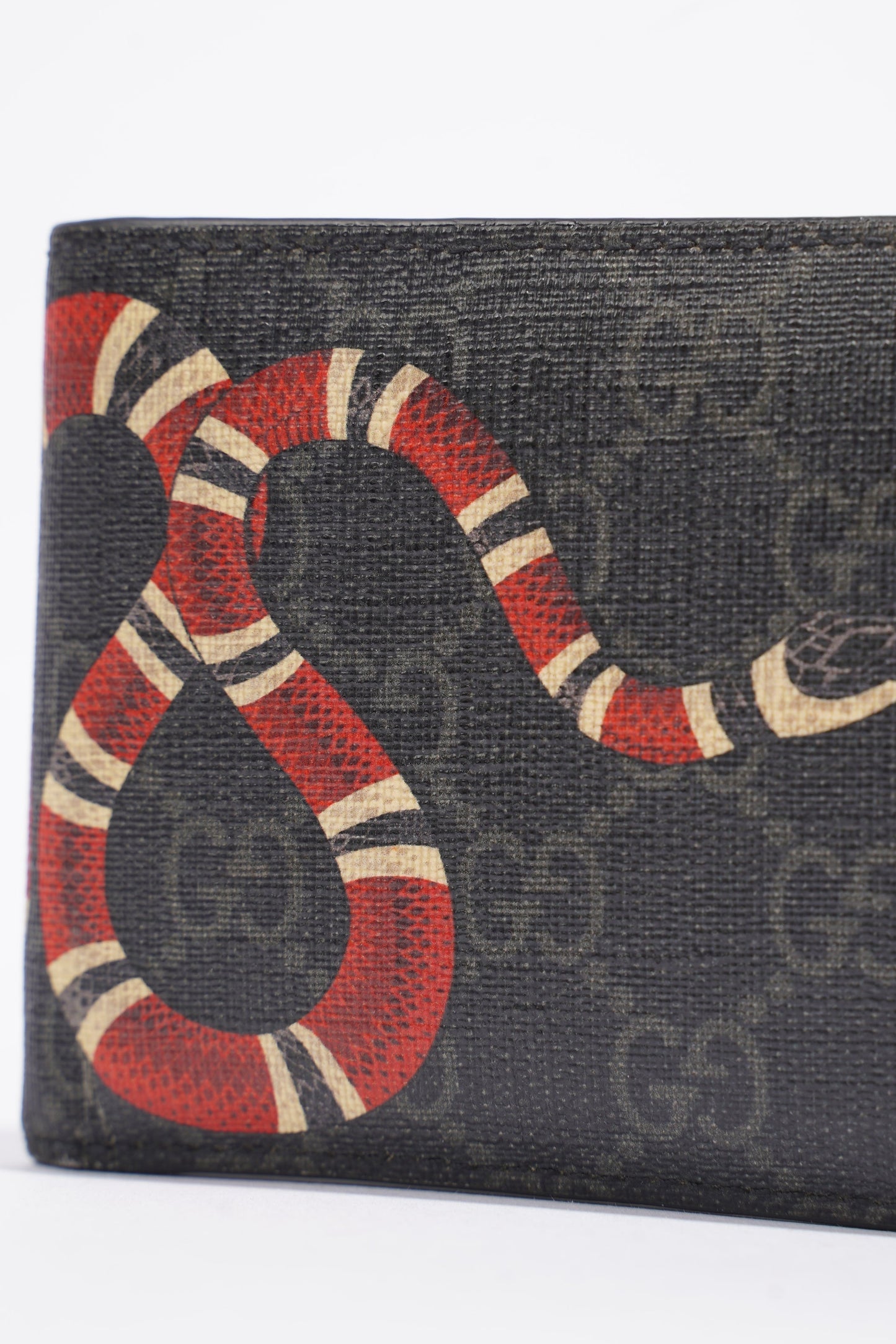 Gucci Kingsnake Print Wallet Black GG Supreme Coated Canvas