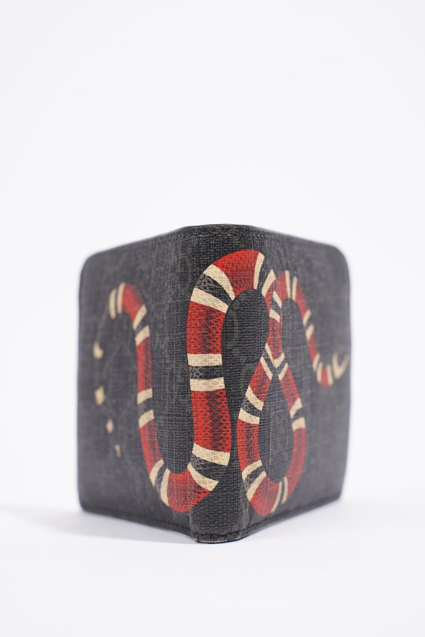 Gucci Kingsnake Print Wallet Black GG Supreme Coated Canvas