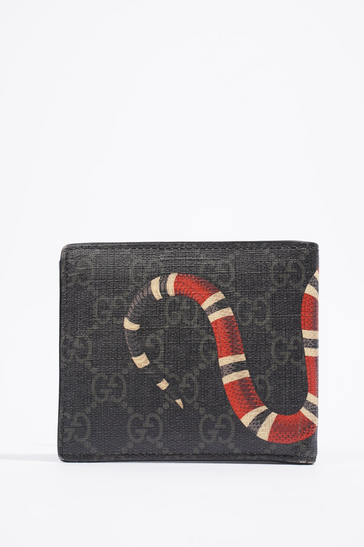 Gucci Kingsnake Print Wallet Black GG Supreme Coated Canvas