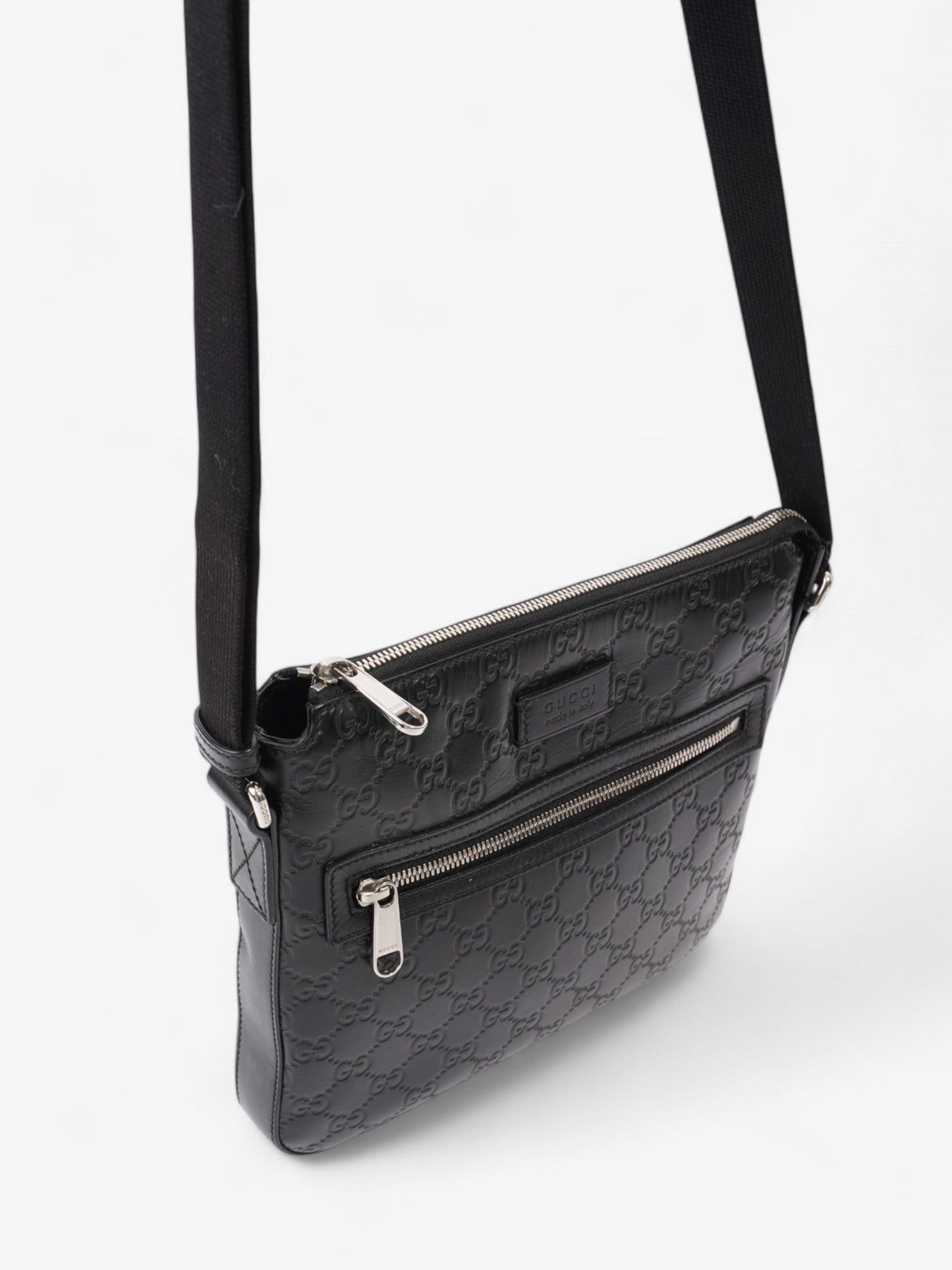 Gucci Signature Messenger Bag Black Leather