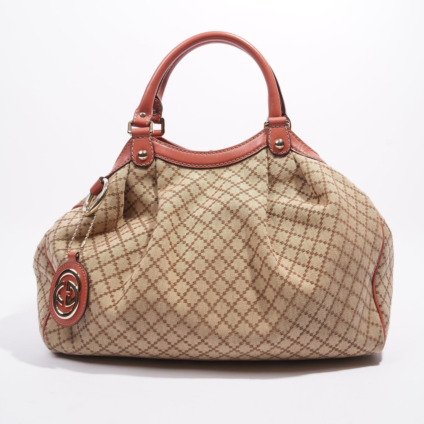 Gucci Sukey Tote Bag Beige / Coral Canvas Small