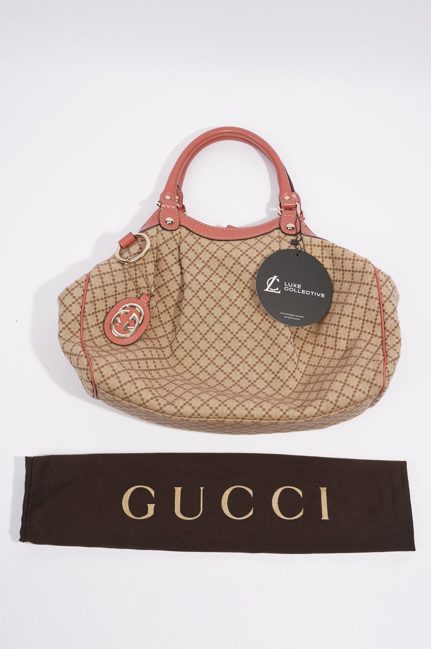 Gucci Sukey Tote Bag Beige / Coral Canvas Small