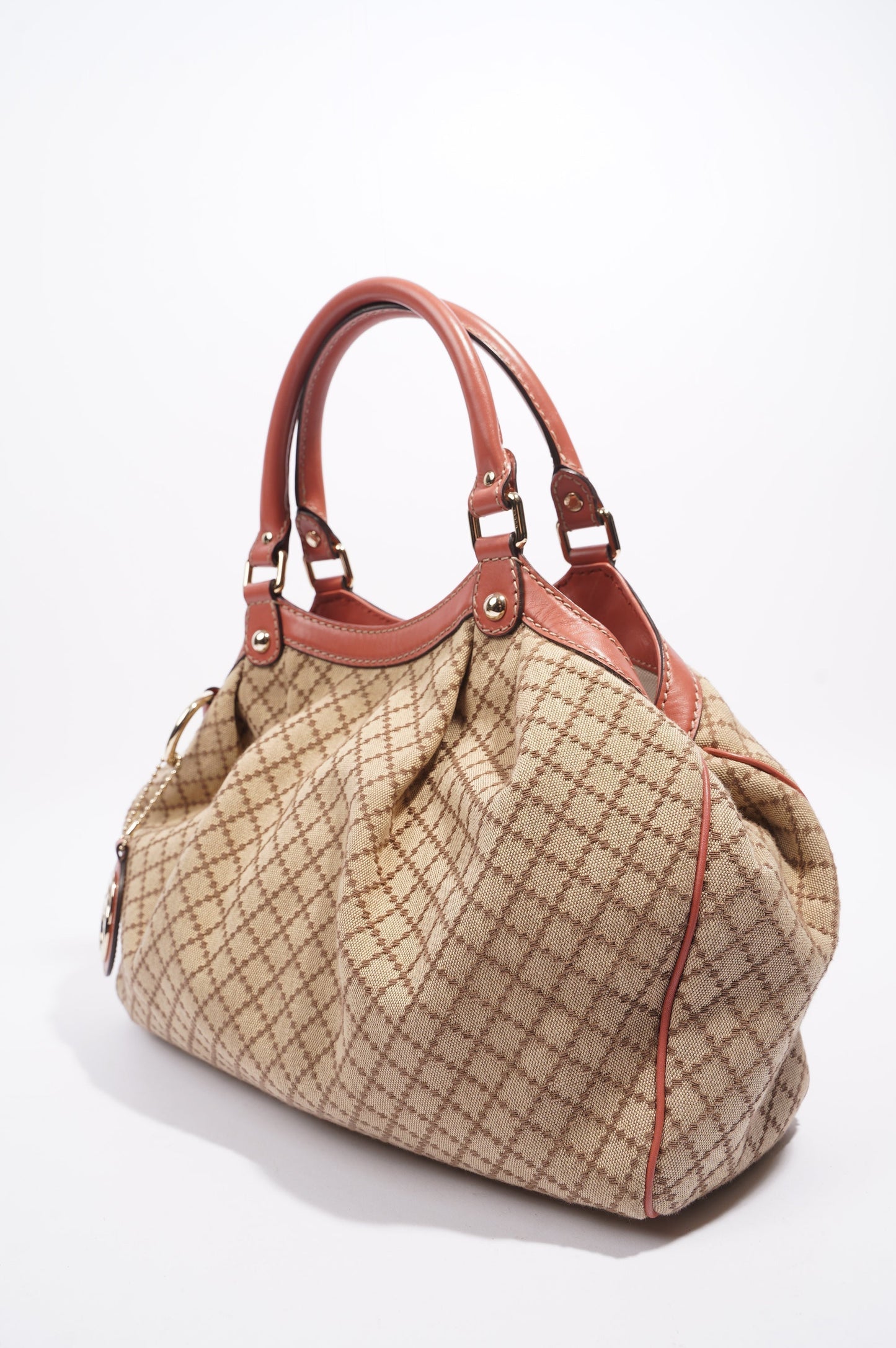 Gucci Sukey Tote Bag Beige / Coral Canvas Small