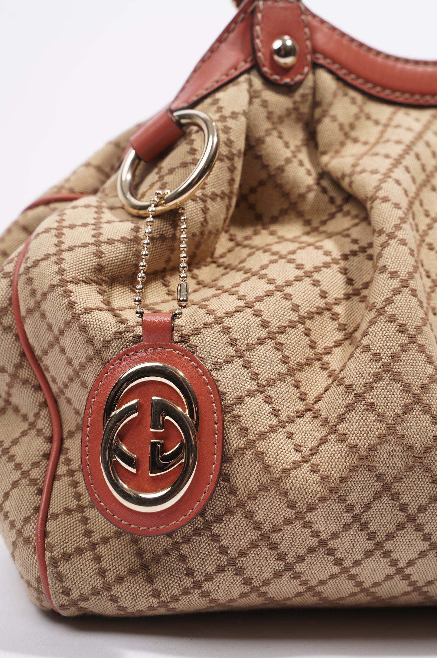 Gucci Sukey Tote Bag Beige / Coral Canvas Small