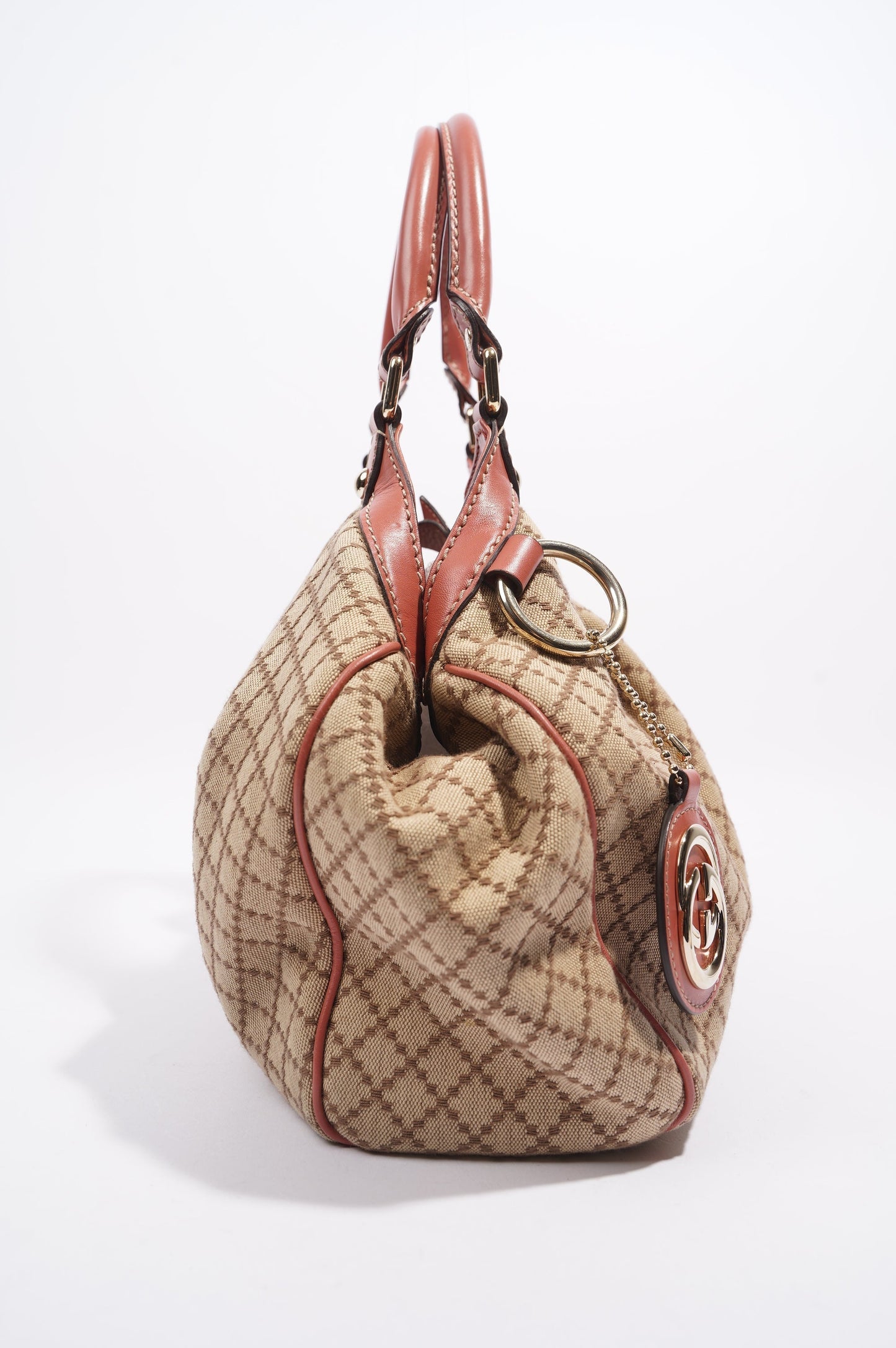 Gucci Sukey Tote Bag Beige / Coral Canvas Small