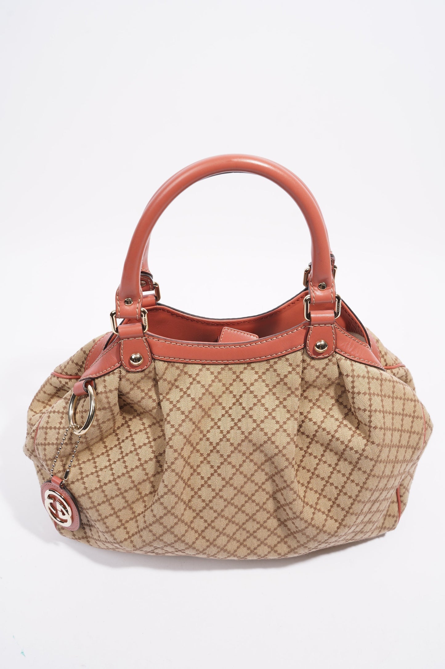 Gucci Sukey Tote Bag Beige / Coral Canvas Small