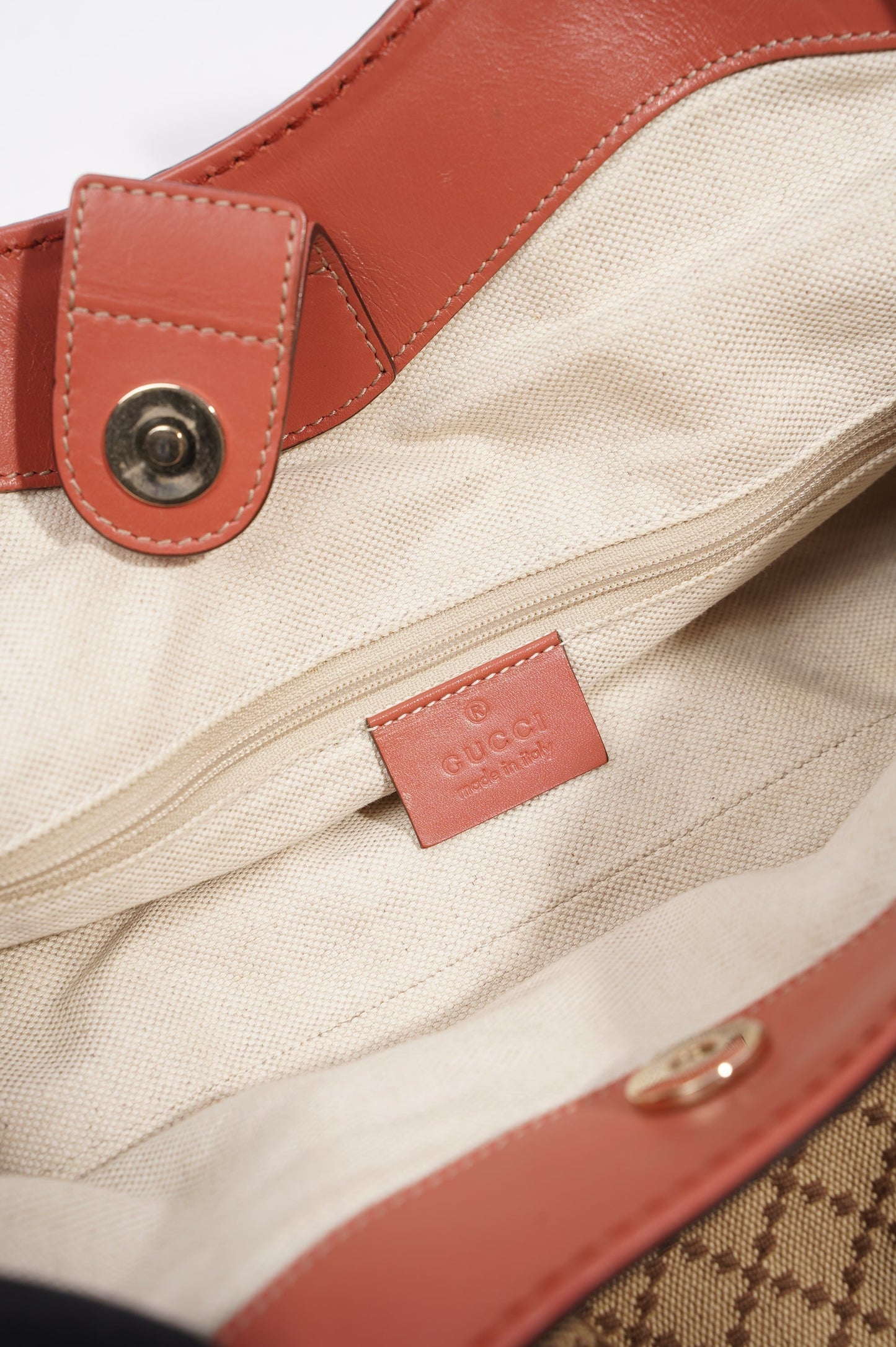 Gucci Sukey Tote Bag Beige / Coral Canvas Small