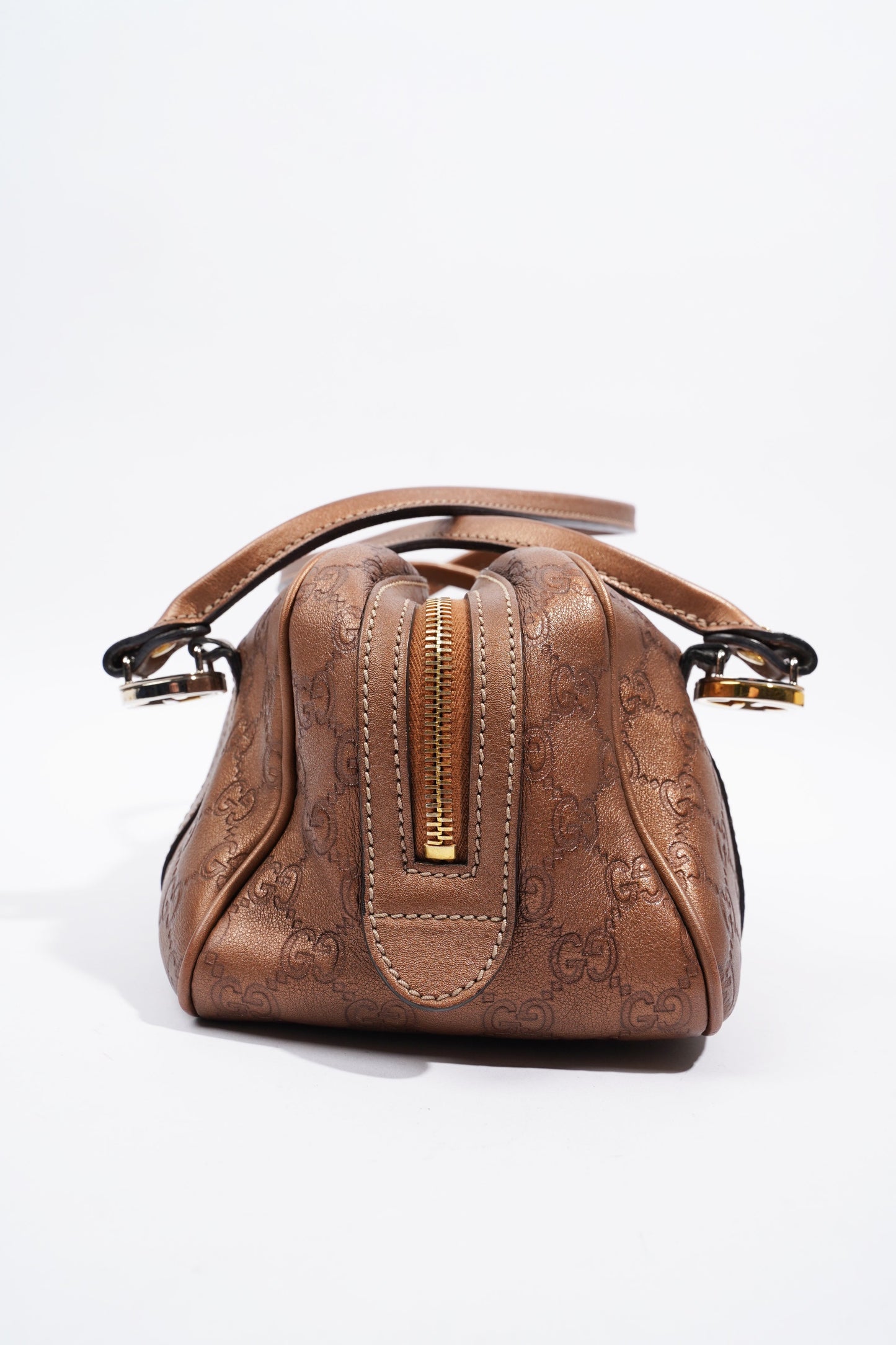 Gucci Guccissima GG Interlocking Shoulder Bag Bronze Leather