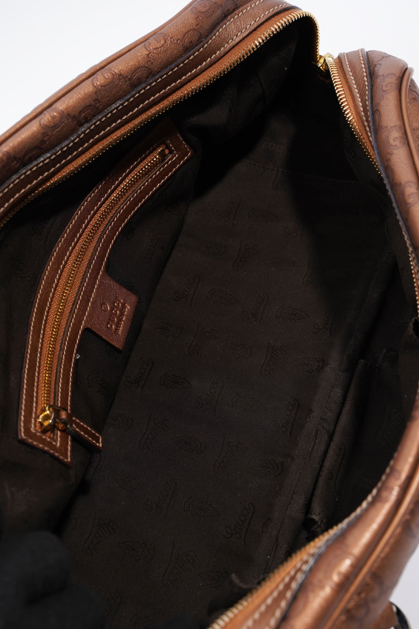 Gucci Guccissima GG Interlocking Shoulder Bag Bronze Leather