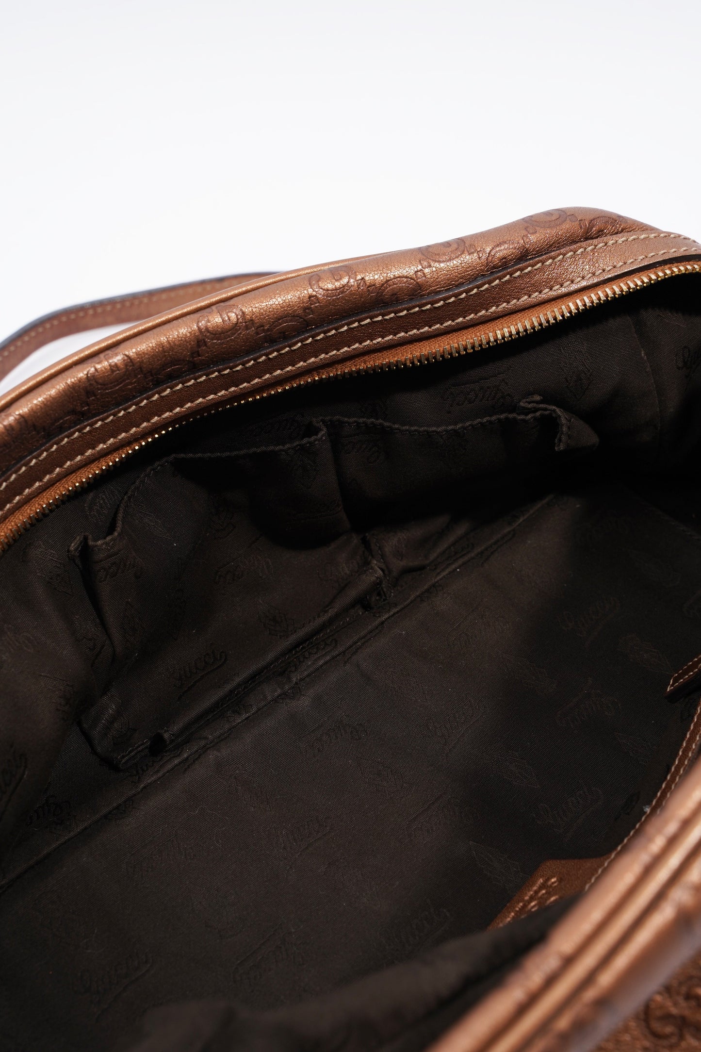 Gucci Guccissima GG Interlocking Shoulder Bag Bronze Leather