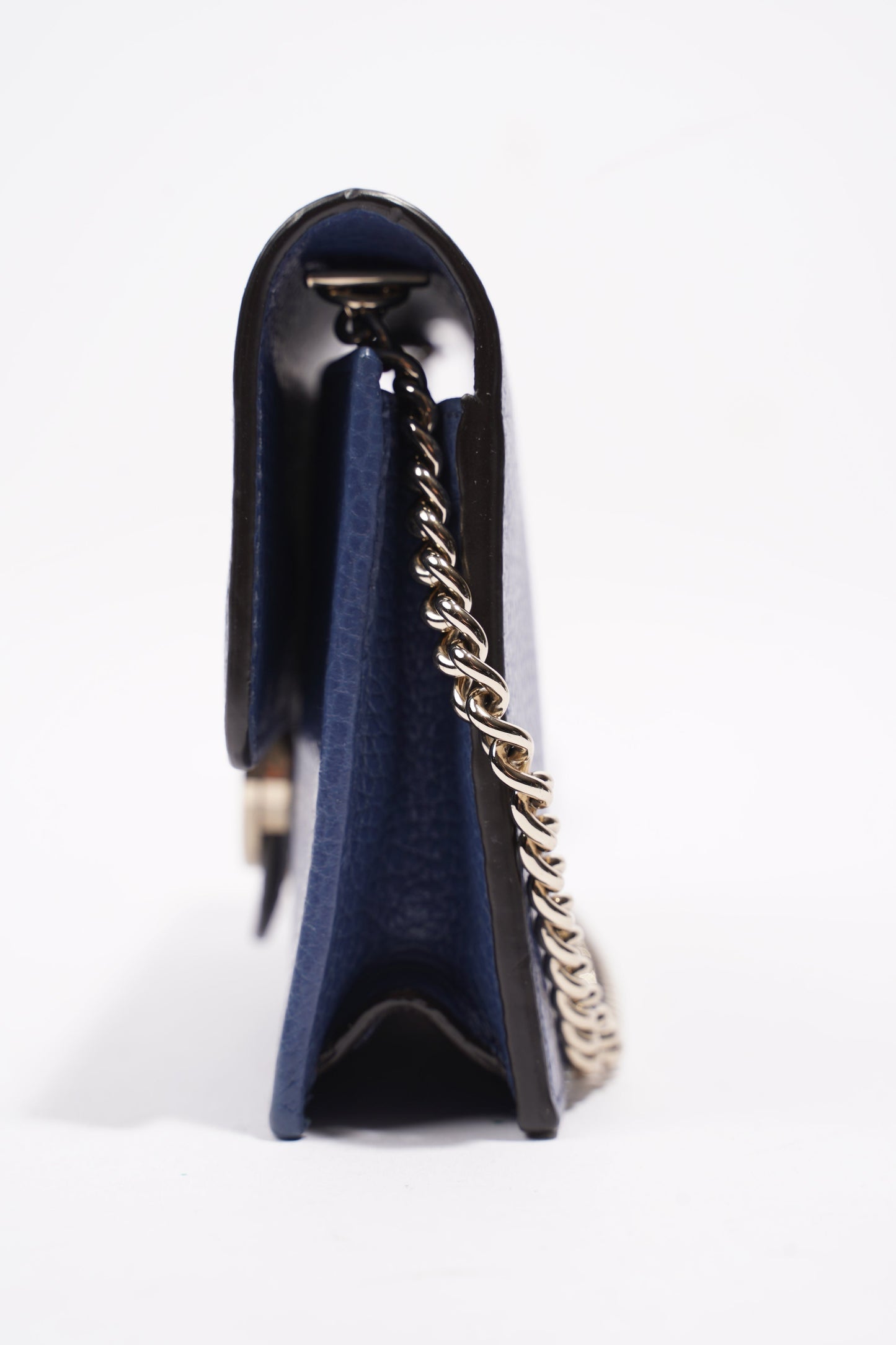 Gucci Interlocking GG Chain Wallet Blue Leather