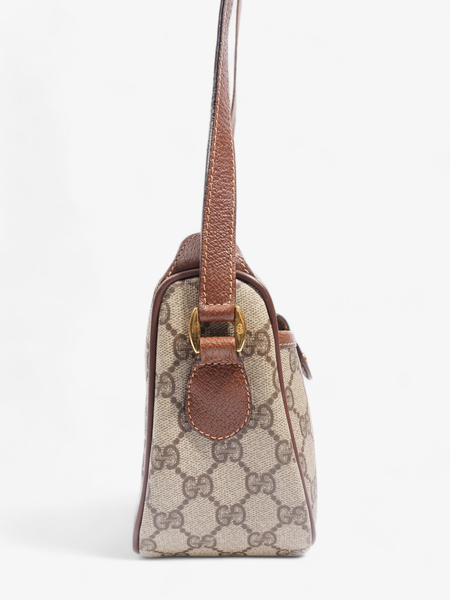 Gucci Old Gucci Sherry Line PVC & leather Shoulder bag Brown 001・58・6177 Supreme Print Coated Canvas